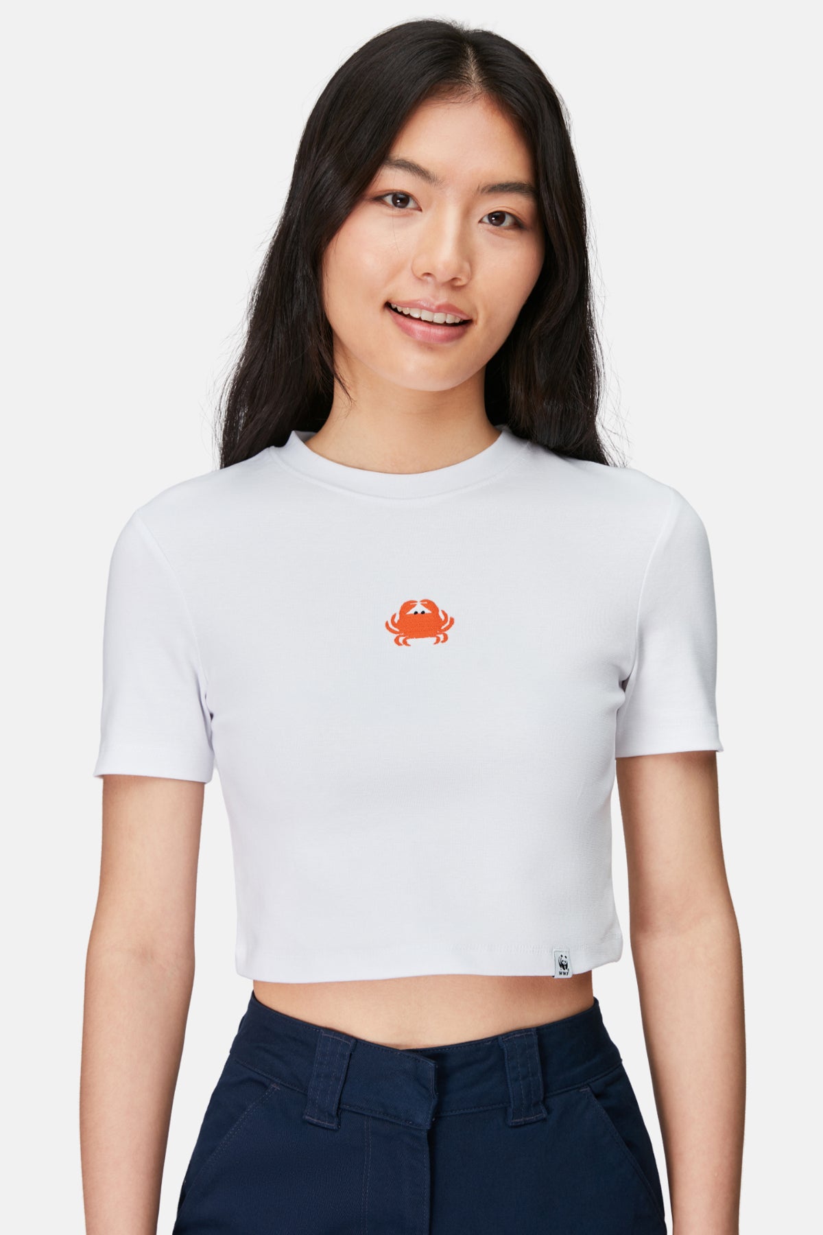 Yengeç Crop T-Shirt - Beyaz