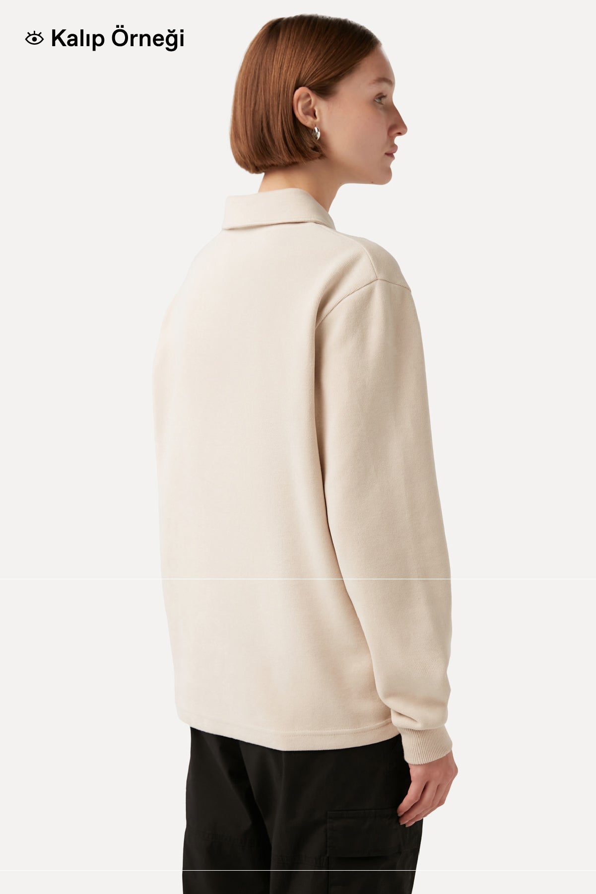 Panda SuperSoft Polo Sweatshirt - Parşömen Bej