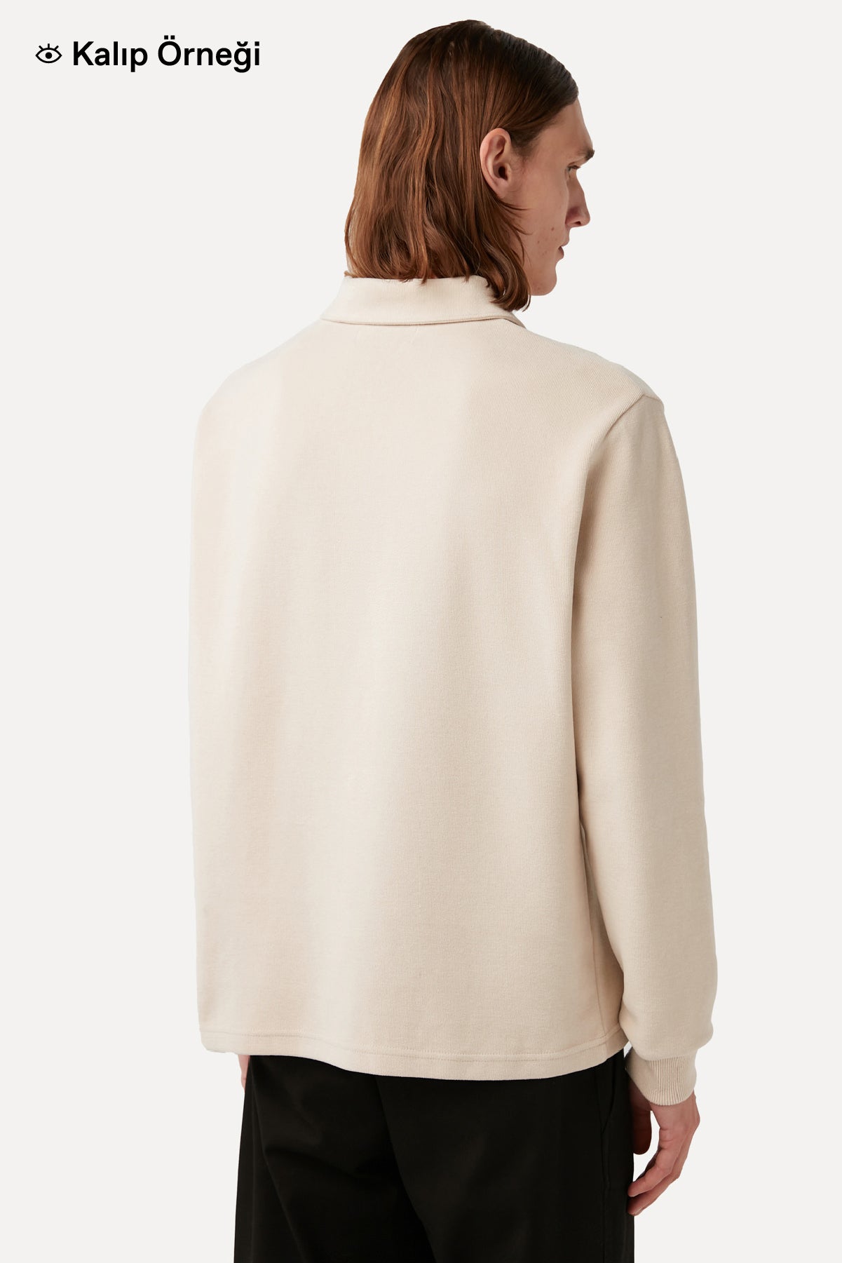 Panda SuperSoft Polo Sweatshirt - Parşömen Bej