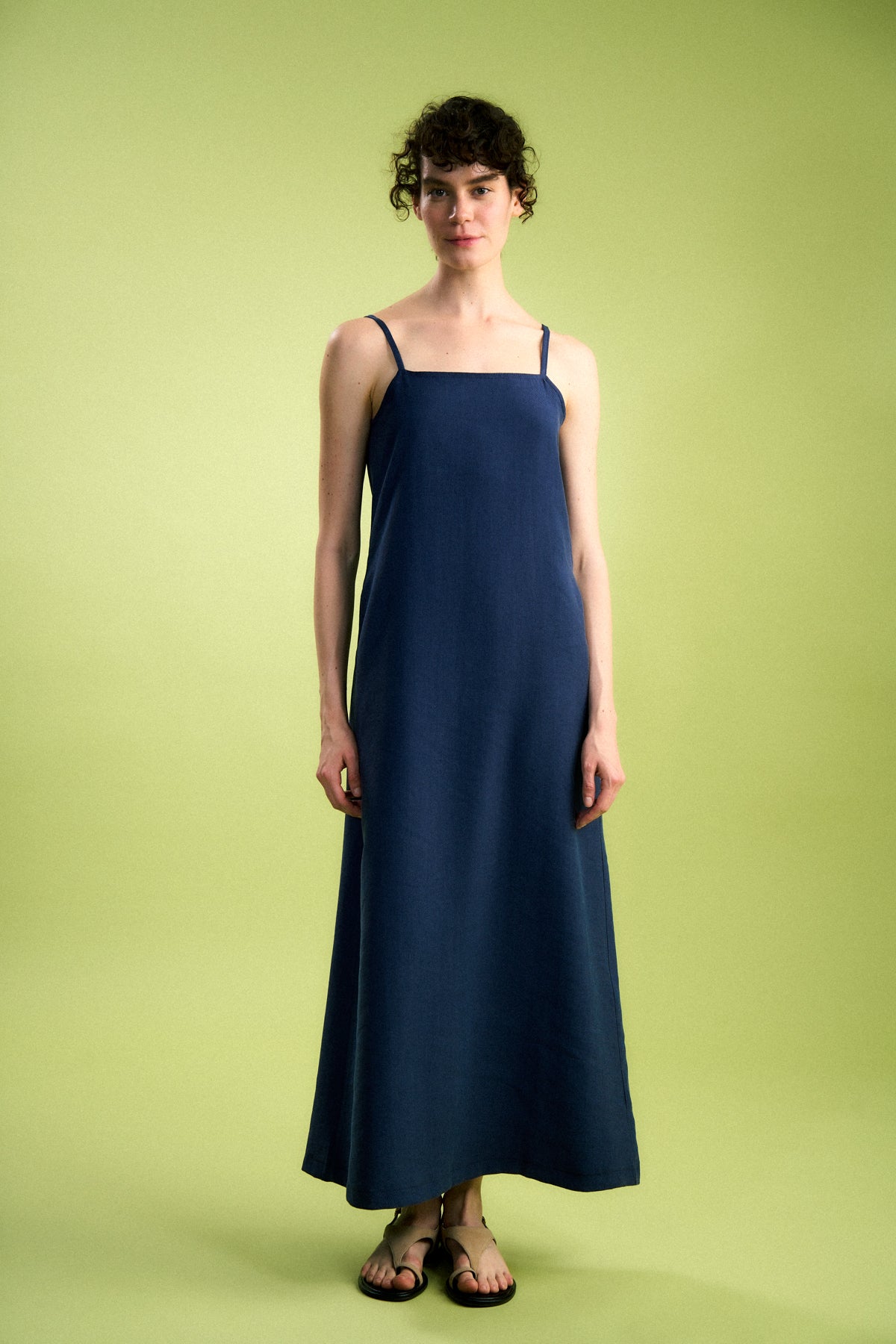 Basic TENCEL™ Uzun Elbise - Lacivert
