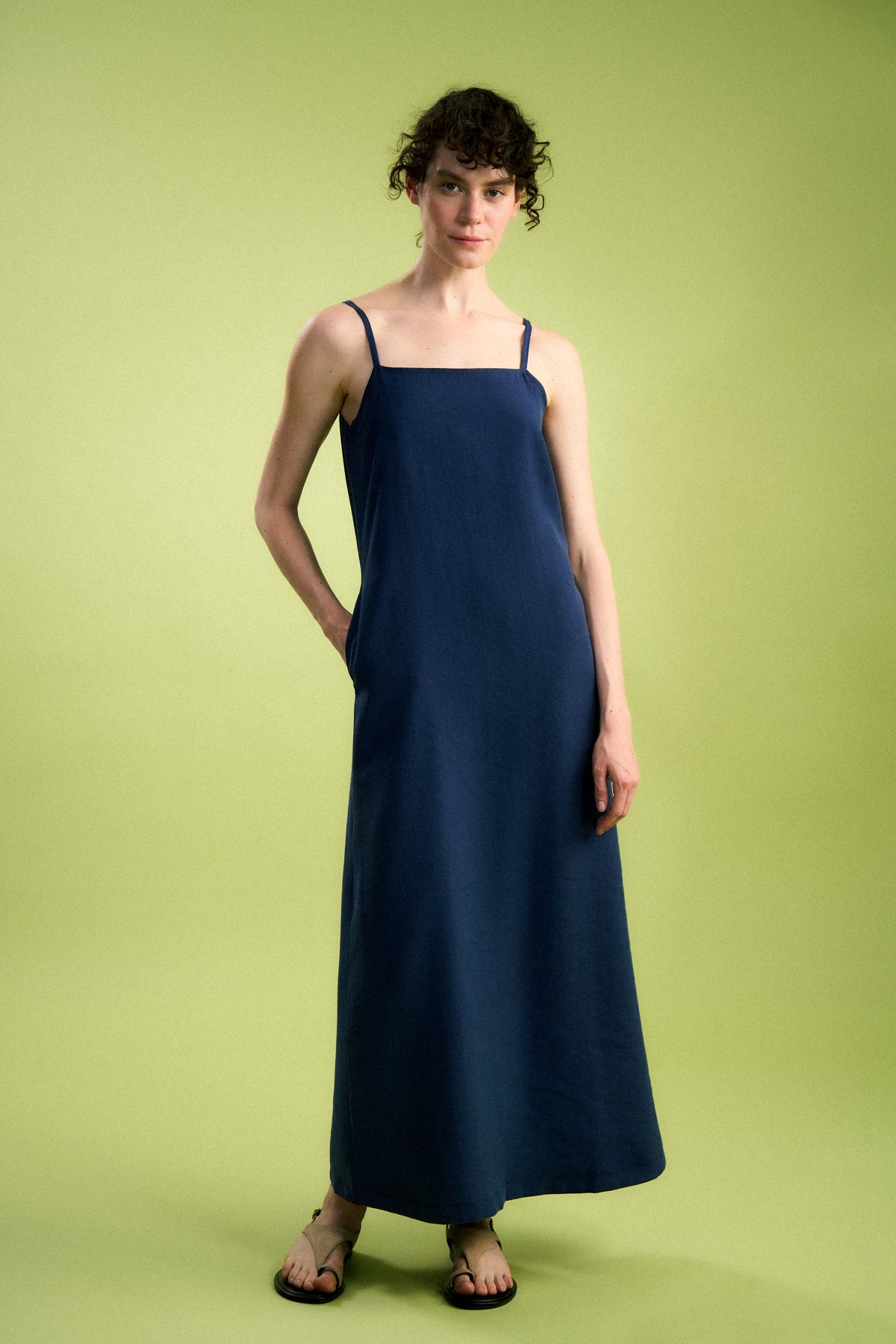 Basic TENCEL™ Uzun Elbise - Lacivert