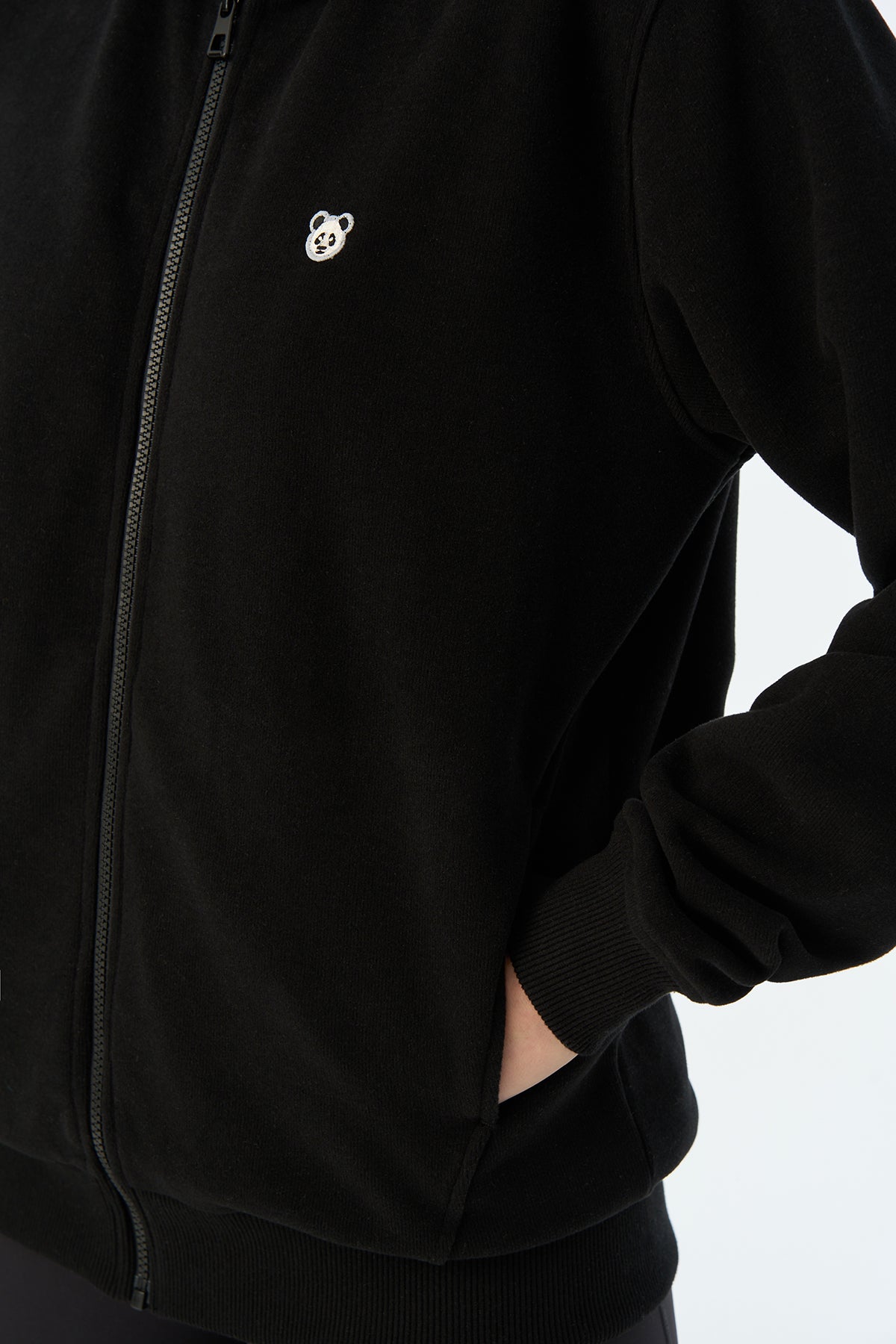 Panda SuperSoft Cepli Full-Zip Hoodie - Siyah