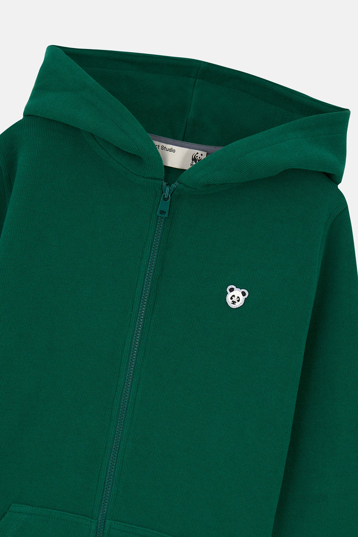 Panda SuperSoft Full-Zip Çocuk Hoodie - Nefti Yeşil