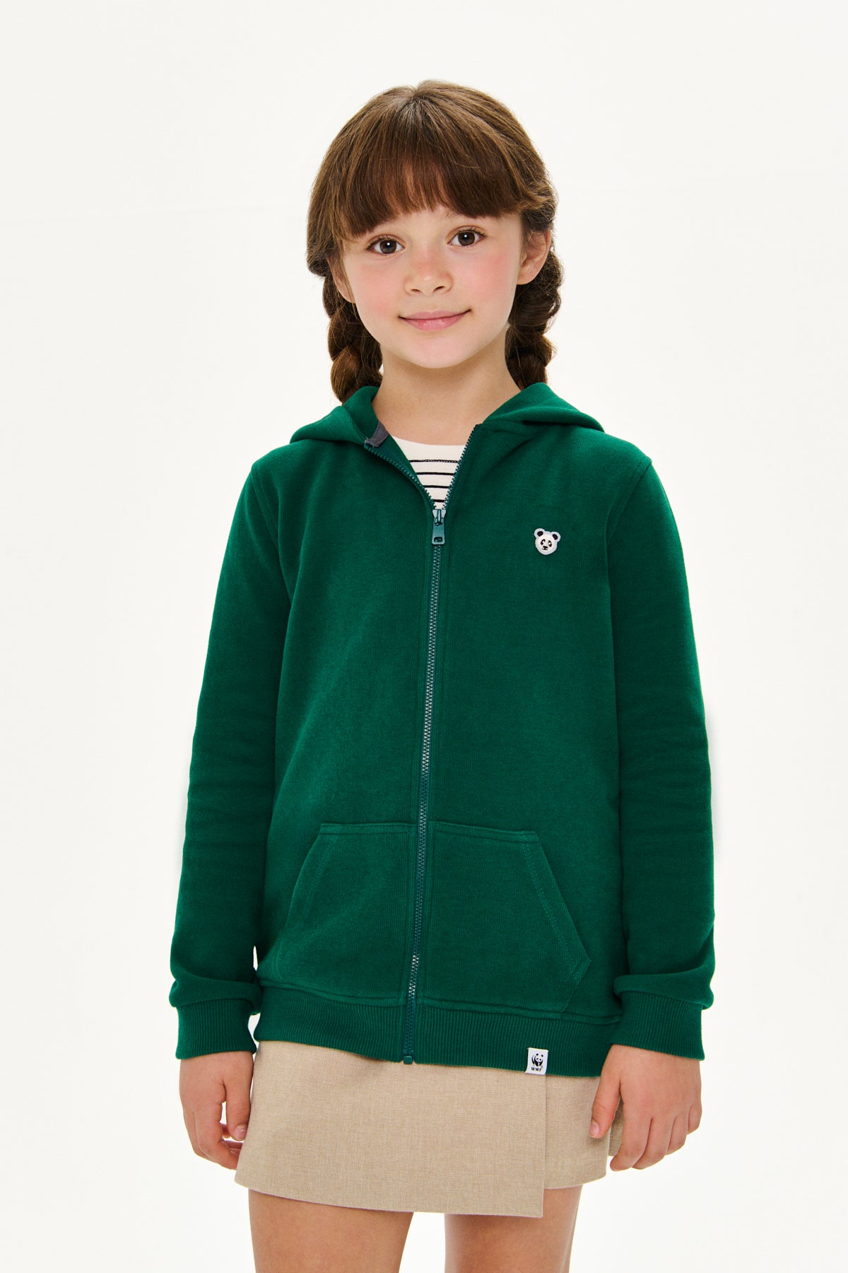 Panda SuperSoft Full-Zip Çocuk Hoodie - Nefti Yeşil