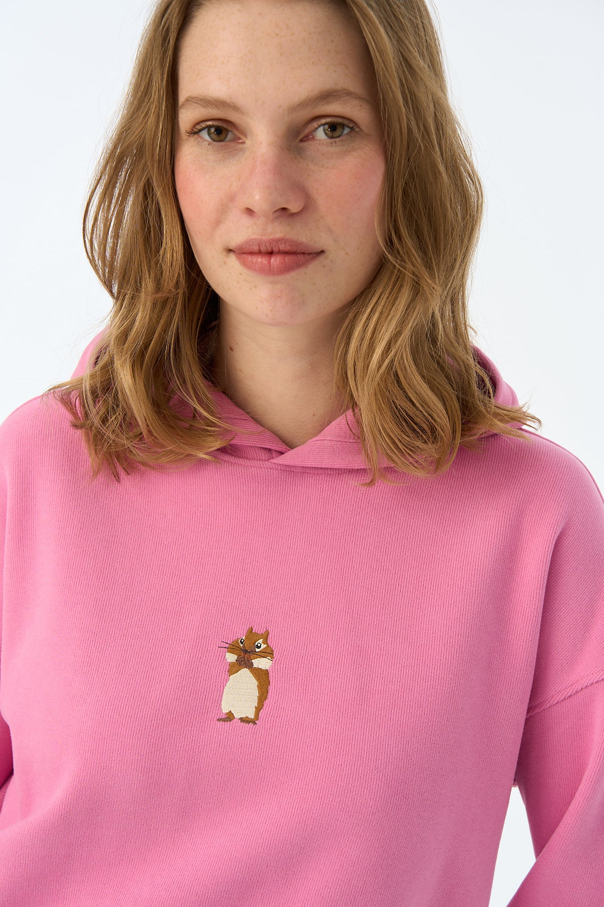 Sincap SuperSoft Crop Hoodie - Pembe
