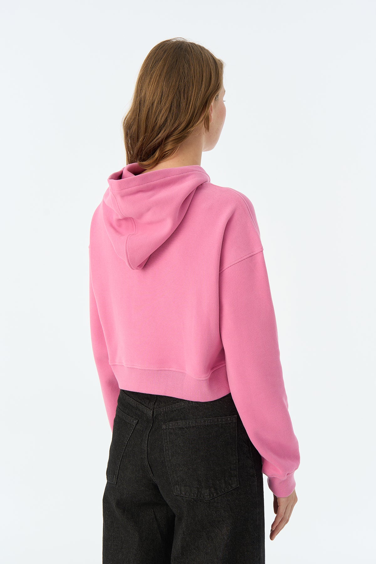 Sincap SuperSoft Crop Hoodie - Pembe