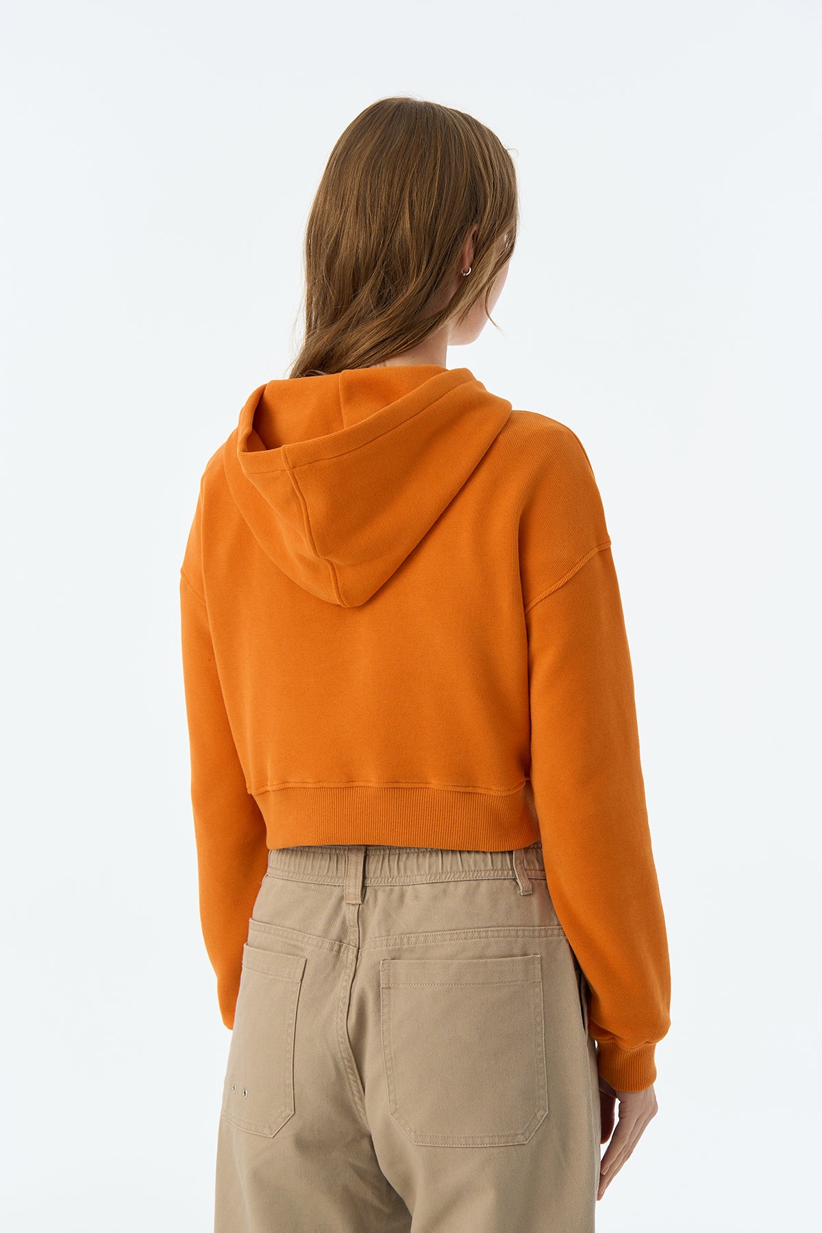 Dikkuyruk SuperSoft Crop Hoodie - Koyu Turuncu