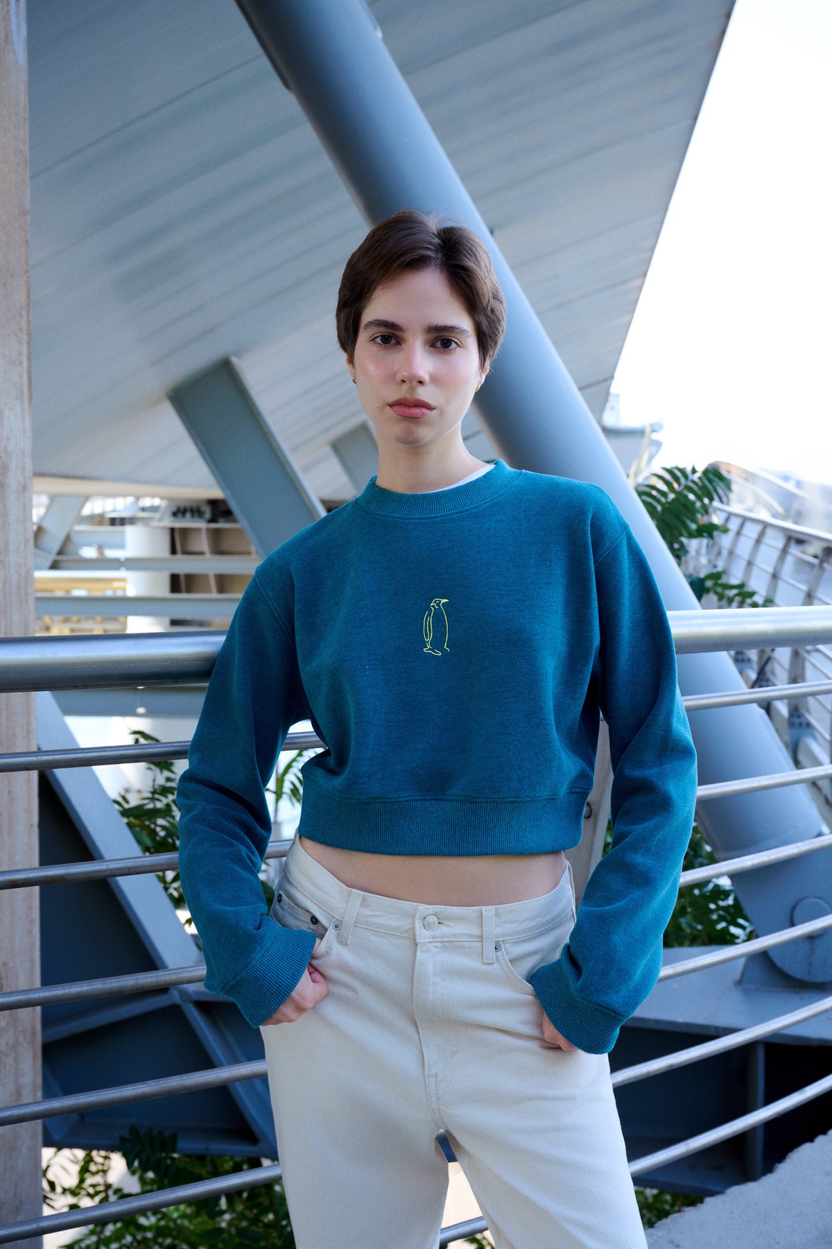 İmparator Penguen SuperSoft Crop Sweatshirt - Turkuaz