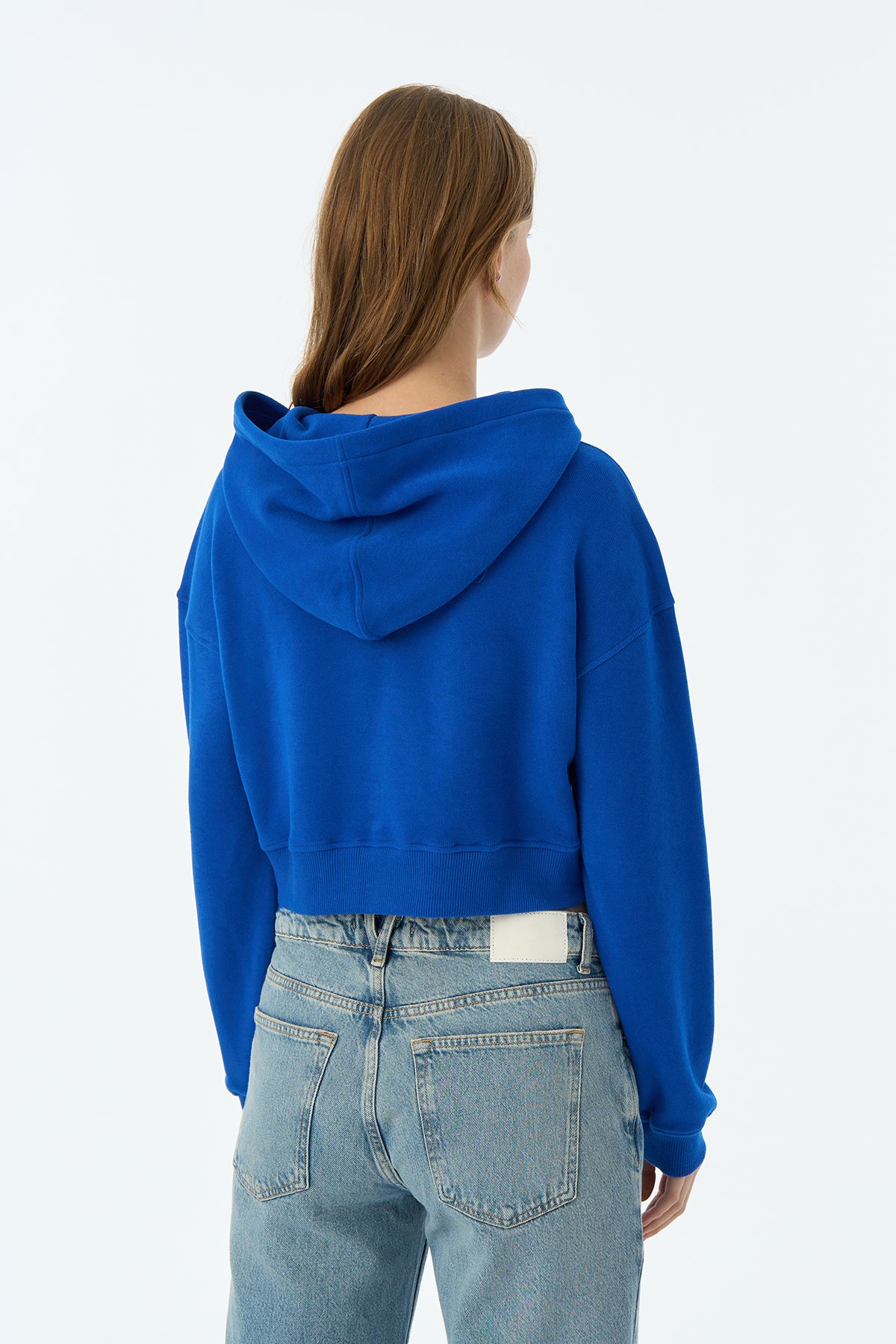 Panda SuperSoft Crop Hoodie - Saks Mavi
