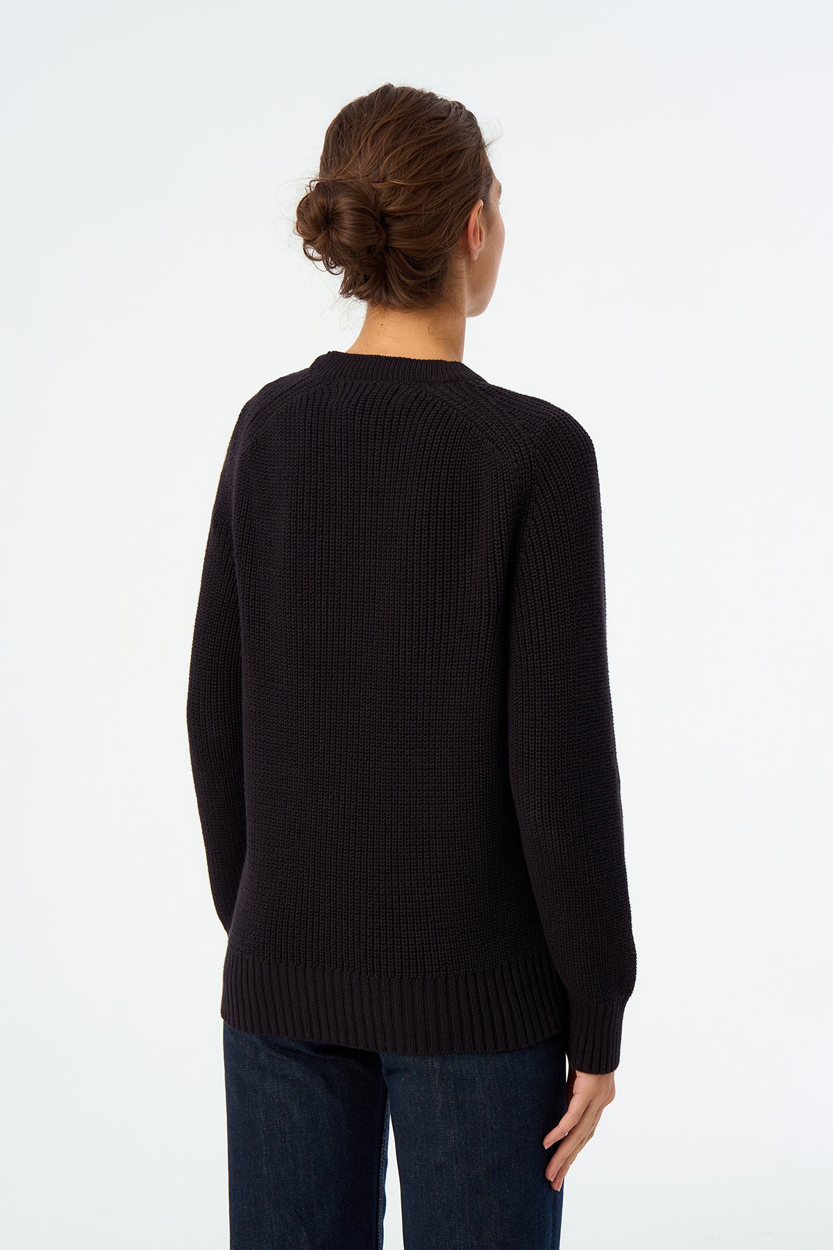 Panda Bisiklet Yaka Triko Sweater - Siyah