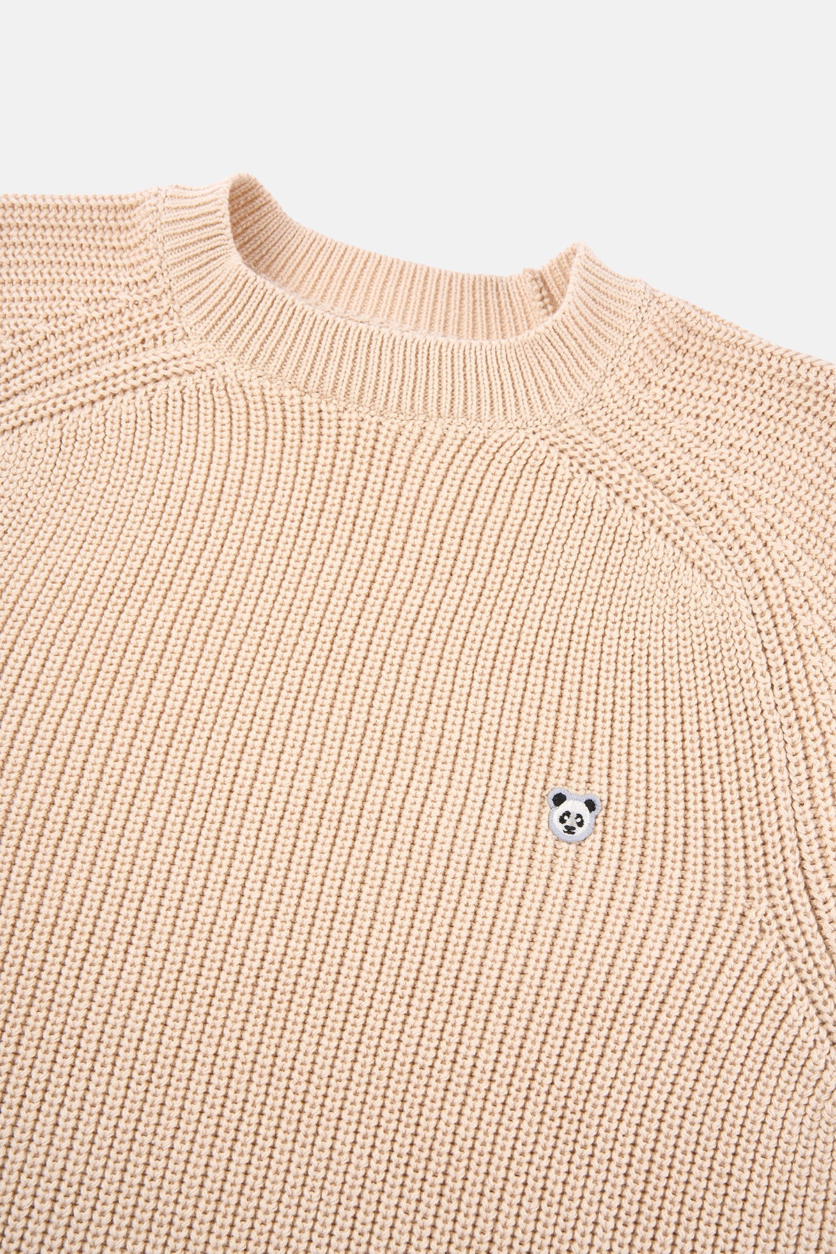 Panda Bisiklet Yaka Triko Sweater - Bej