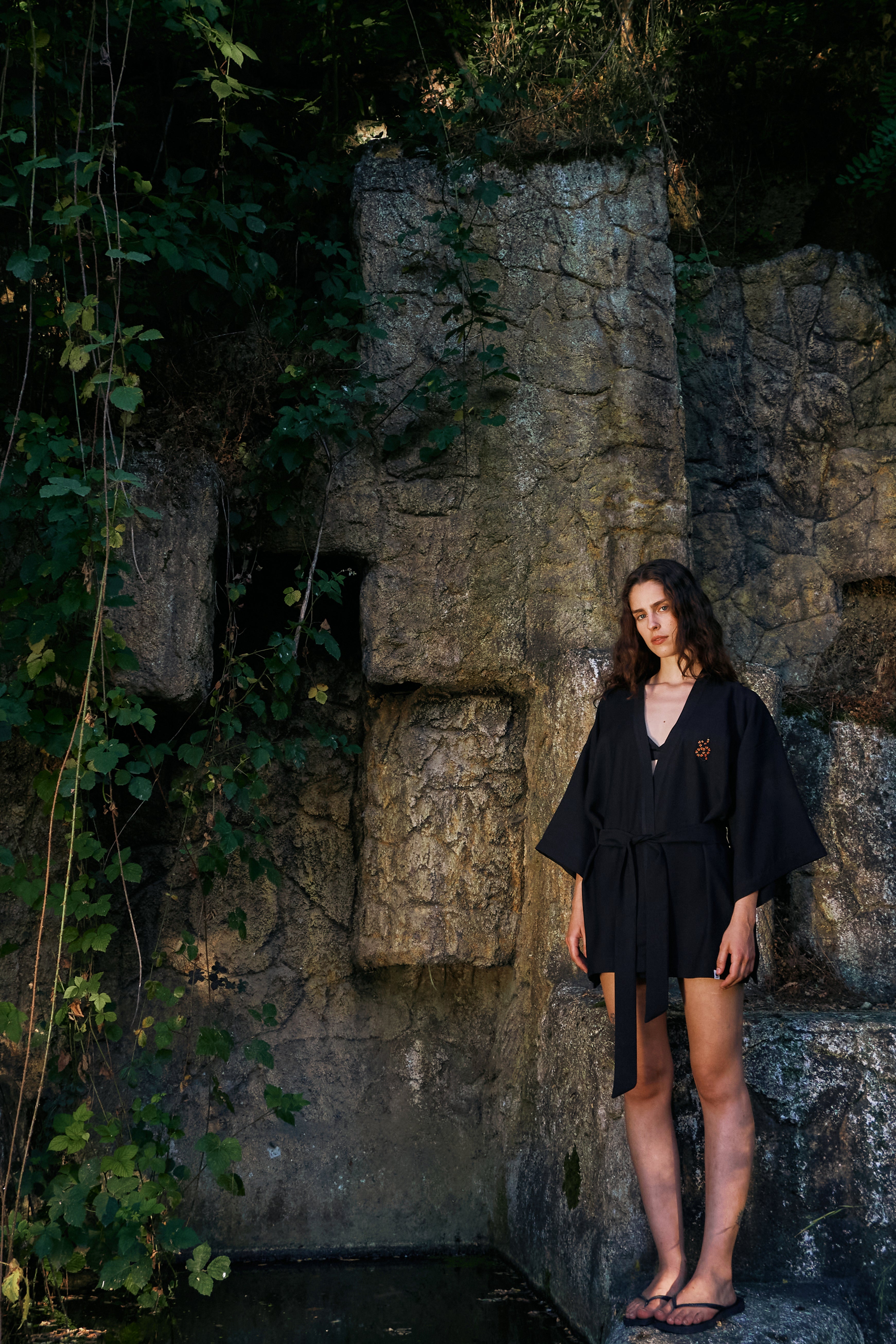 Mercan Yılanı TENCEL™ Kimono - Siyah