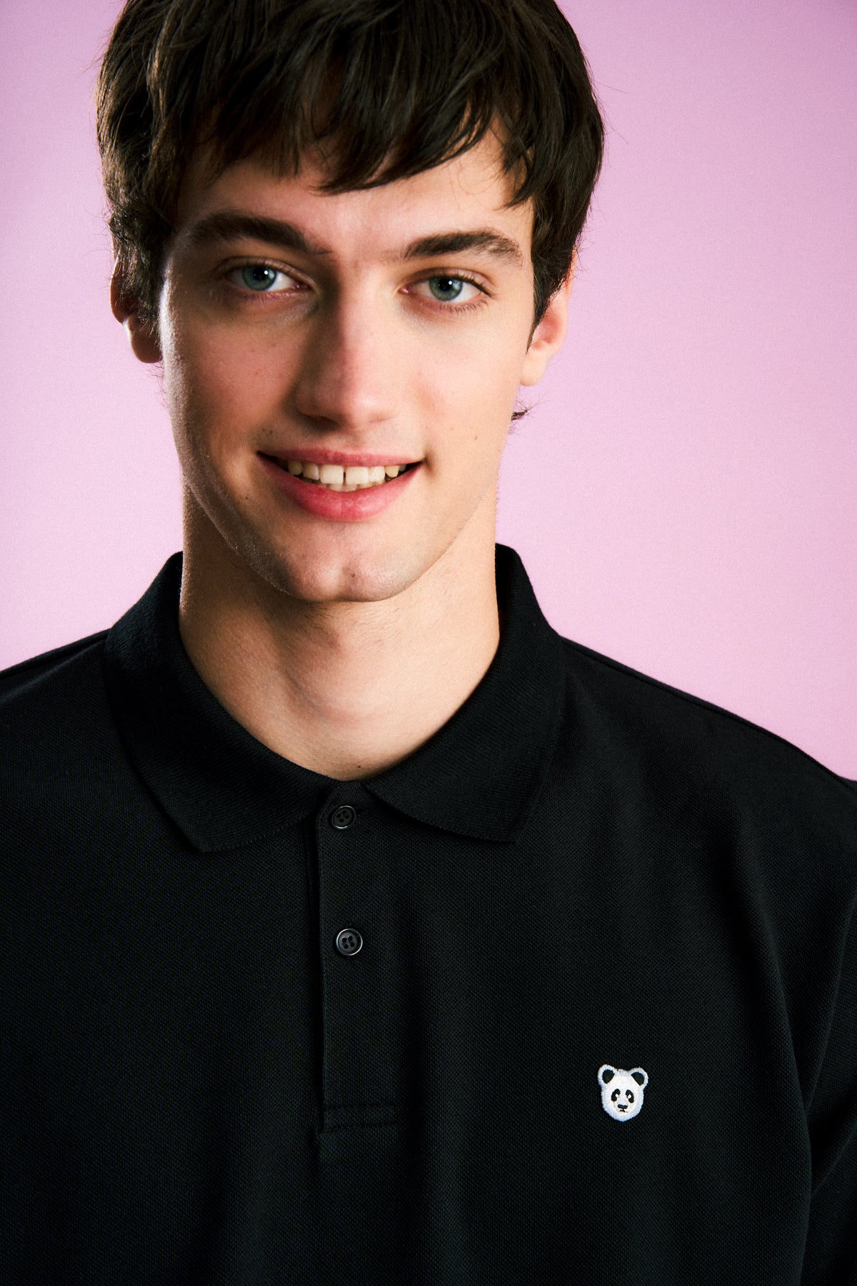 Panda Polo Yaka T-Shirt - Siyah