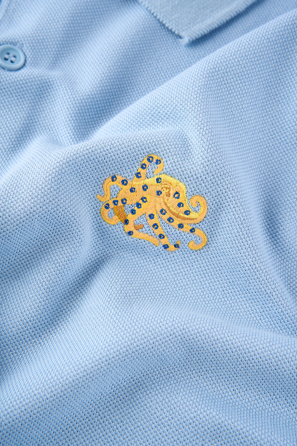 Mavi Halkalı Ahtapot Polo Yaka T-Shirt - Mavi