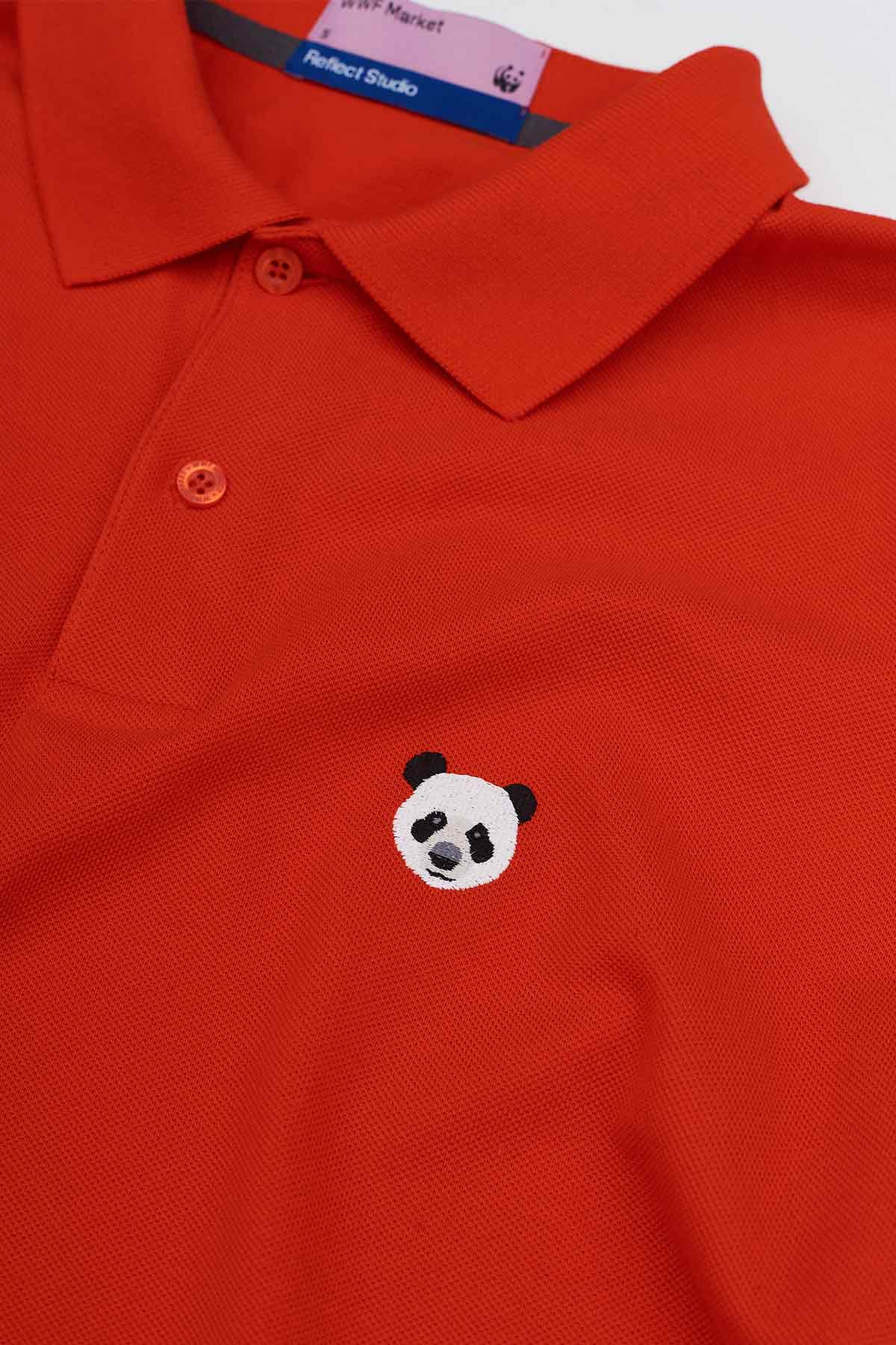 Panda Polo Yaka T-Shirt / Kırmızı
