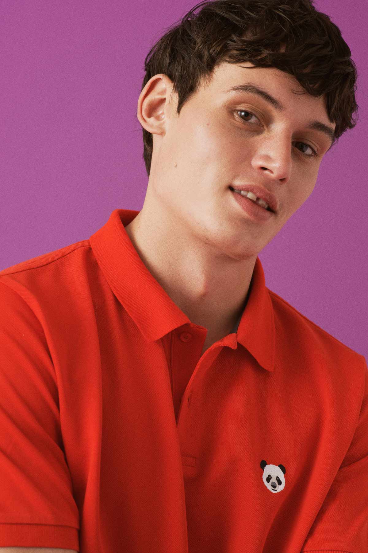 Panda Polo Yaka T-Shirt / Kırmızı