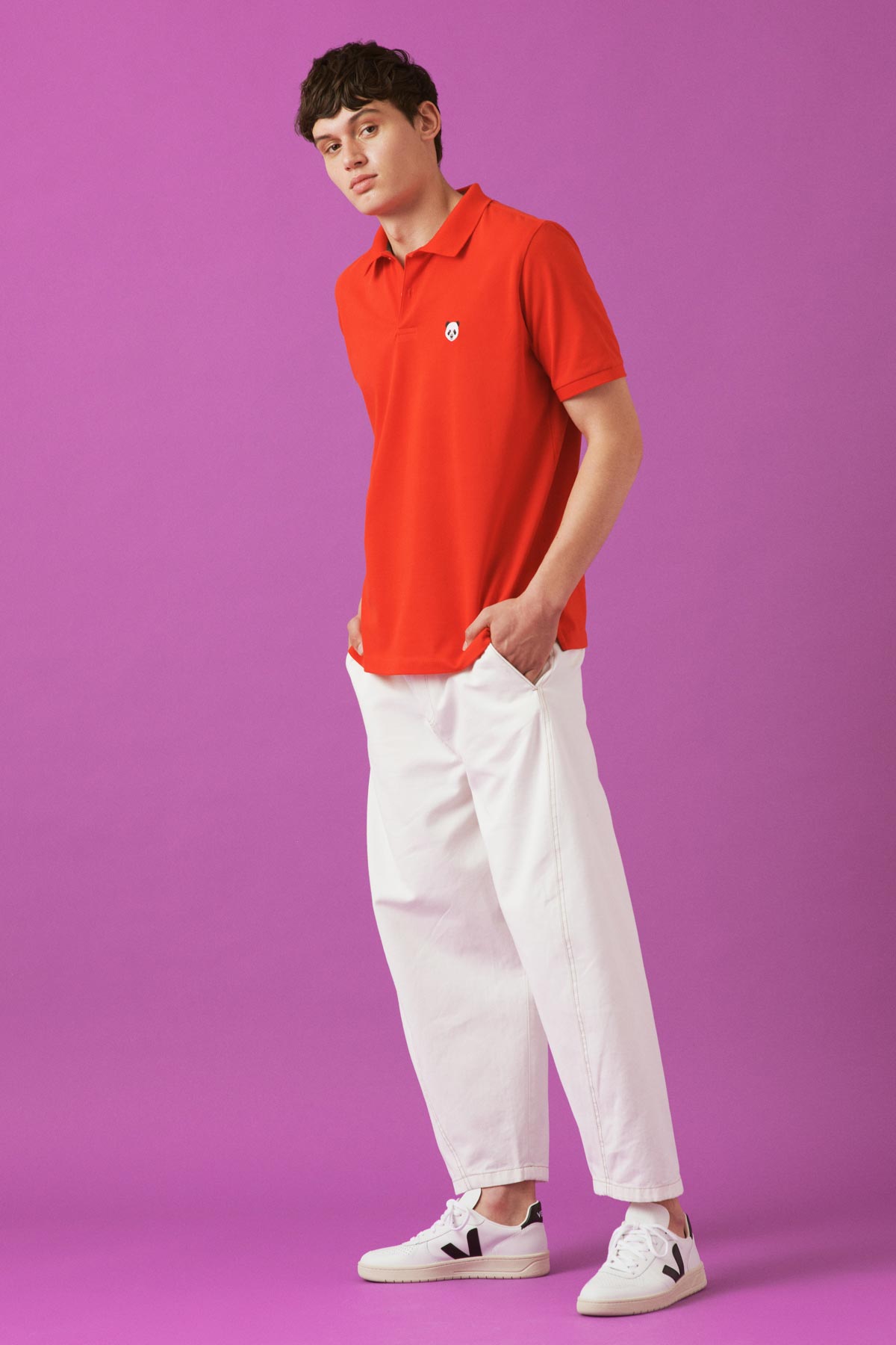 Panda Polo Yaka T-Shirt / Kırmızı