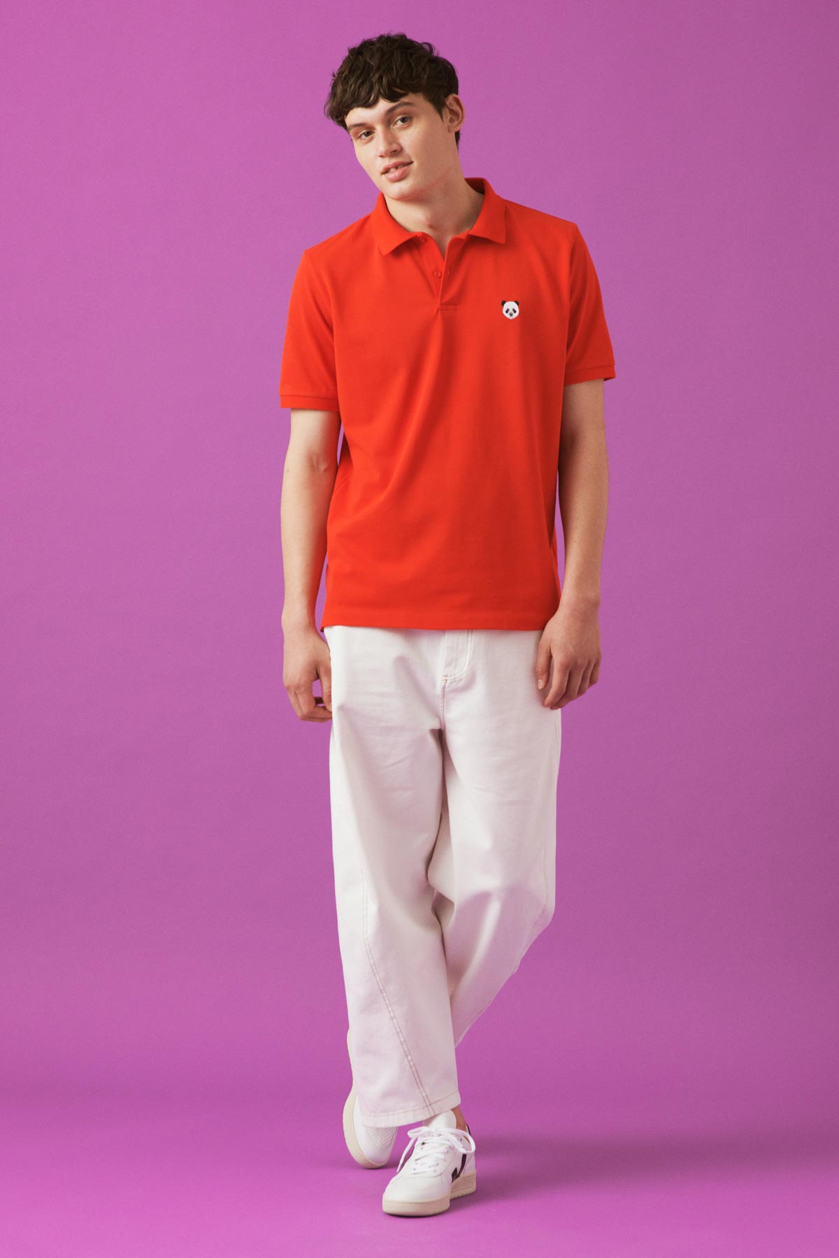 Panda Polo Yaka T-Shirt / Kırmızı