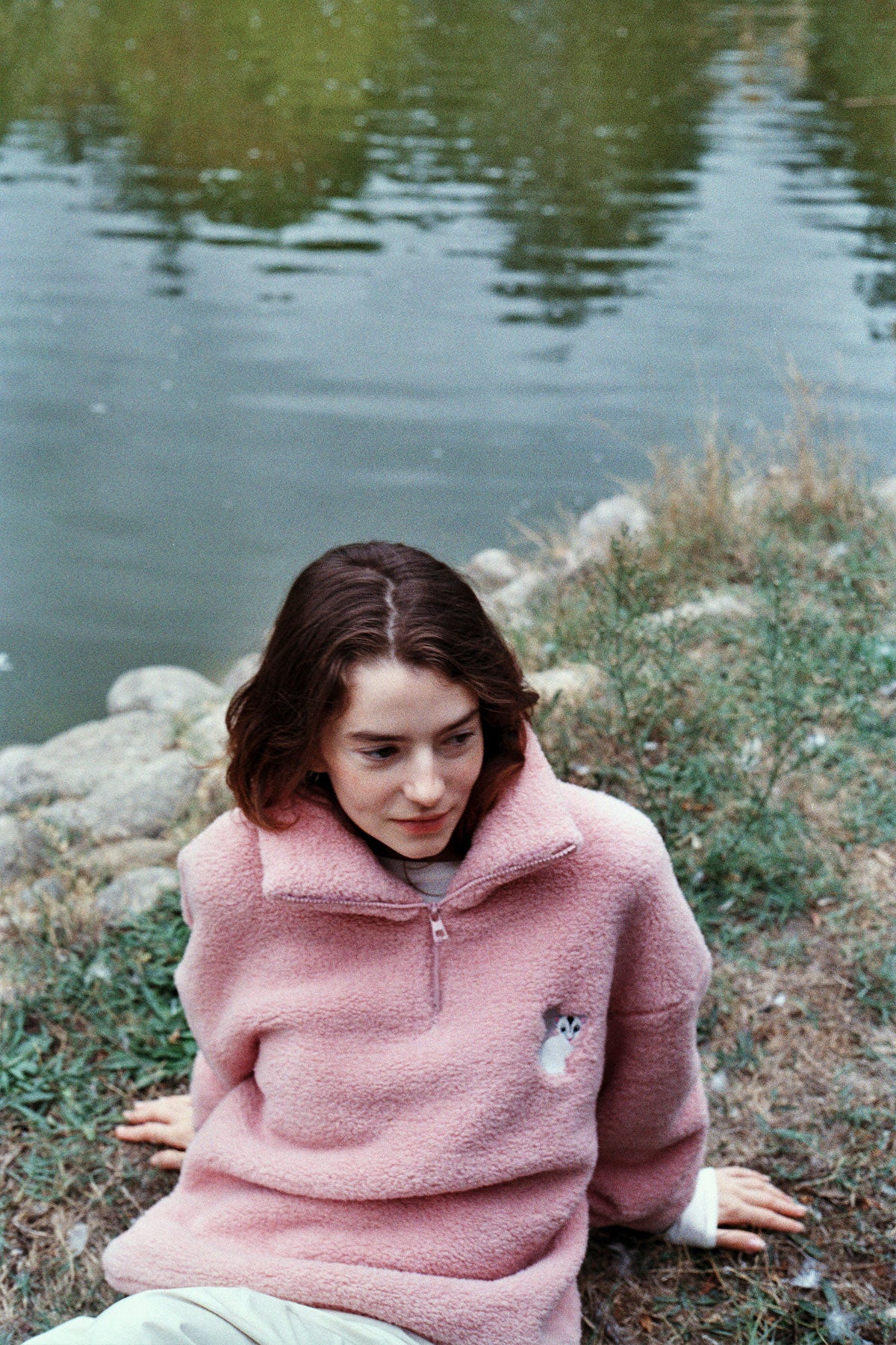 Sugar Glider Sherpa Quarter-Zip Sweatshirt - Pembe