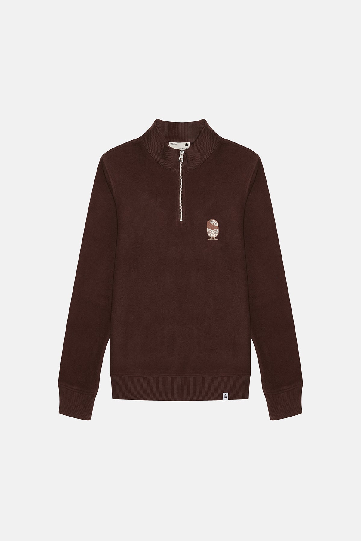 Cin Baykuşu Super Soft Çeyrek Fermuarlı Sweatshirt - Kahverengi
