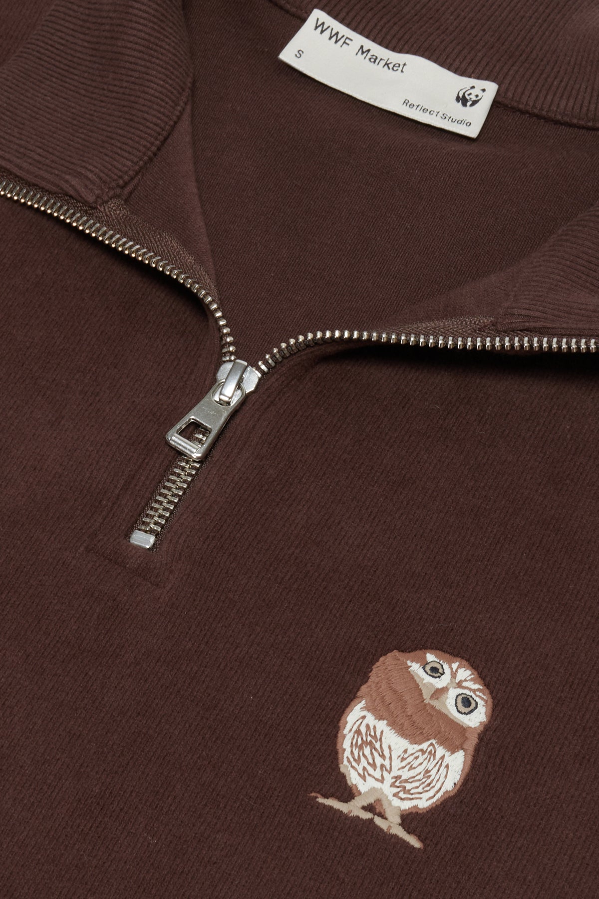 Cin Baykuşu Super Soft Çeyrek Fermuarlı Sweatshirt - Kahverengi