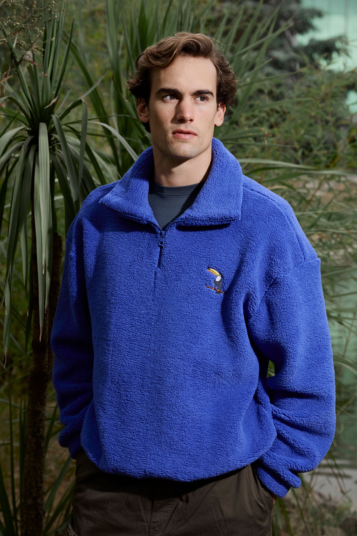 Tukan Sherpa Quarter-Zip Sweatshirt - Saks mavi