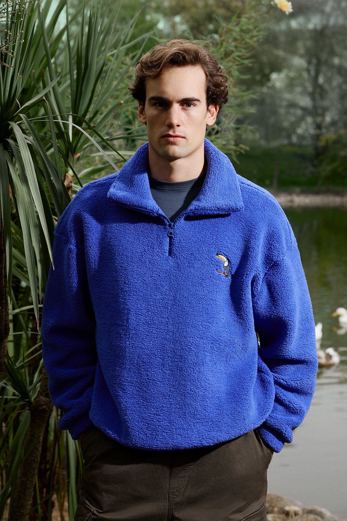 Tukan Sherpa Quarter-Zip Sweatshirt - Saks mavi