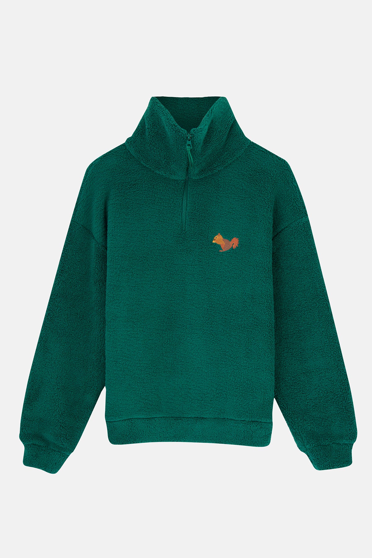 Sincap Sherpa Quarter-Zip Sweatshirt - Nefti Yeşil