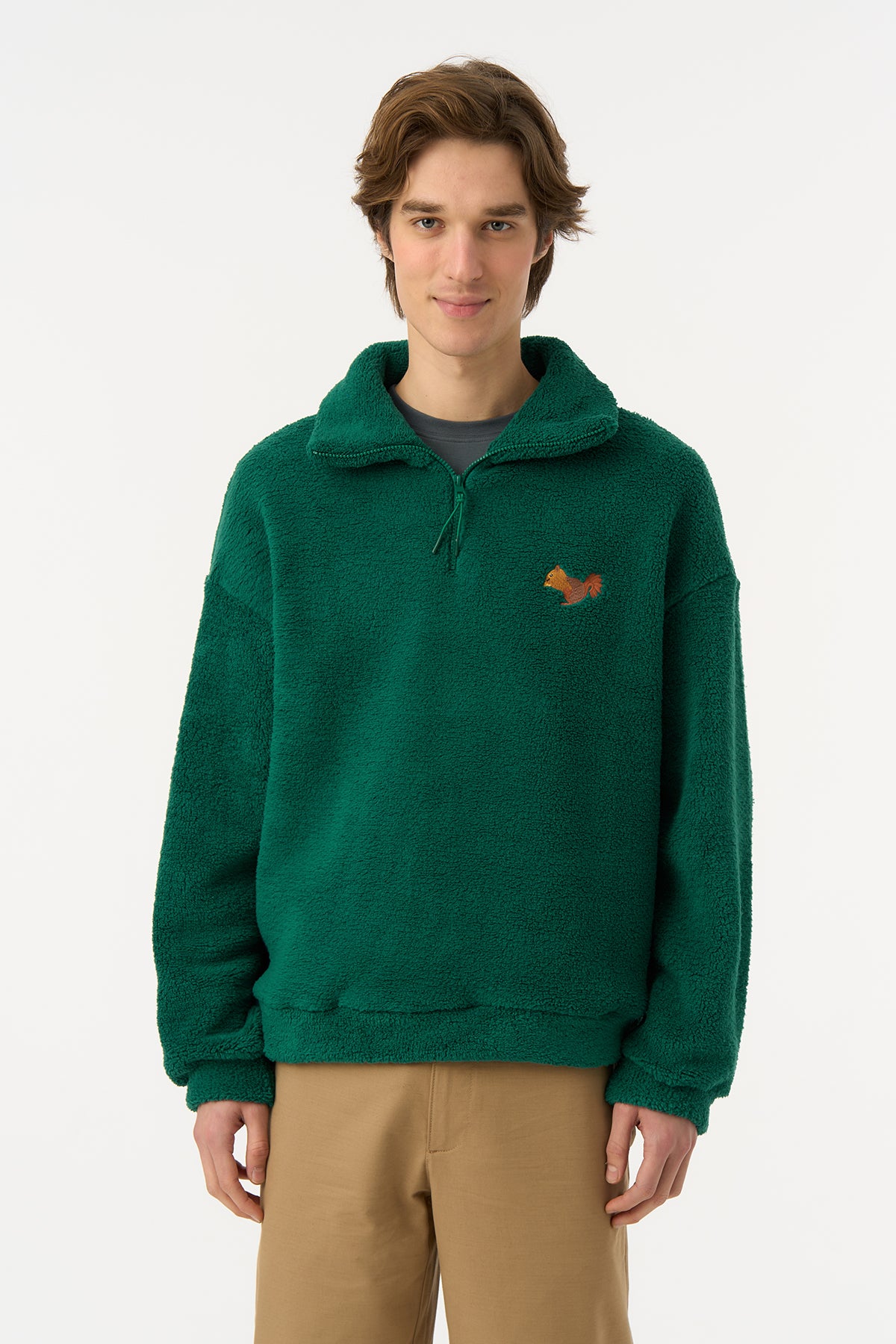 Sincap Sherpa Quarter-Zip Sweatshirt - Nefti Yeşil