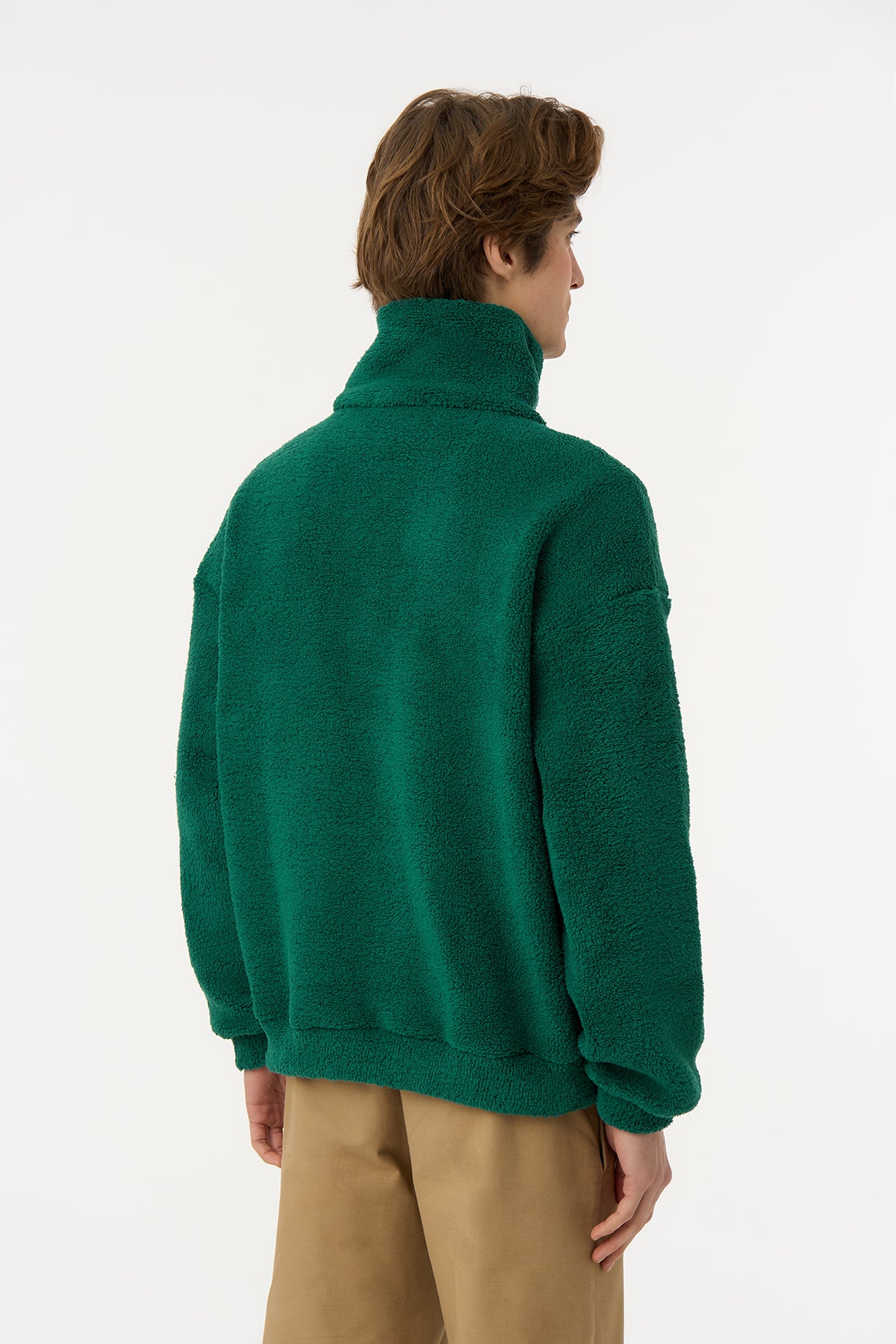 Sincap Sherpa Quarter-Zip Sweatshirt - Nefti Yeşil