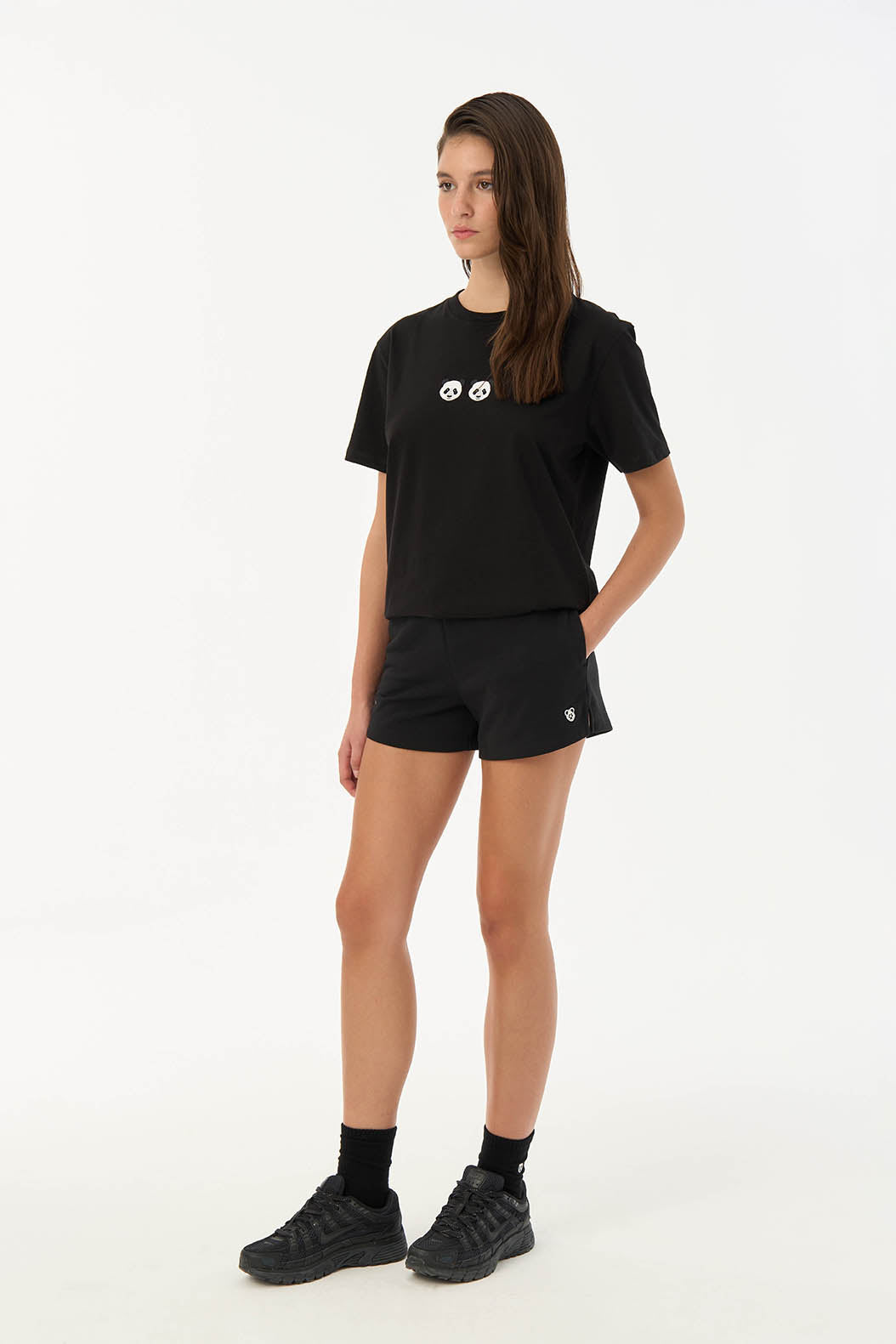 Panda Soft Fleece Kadın Şort - Siyah
