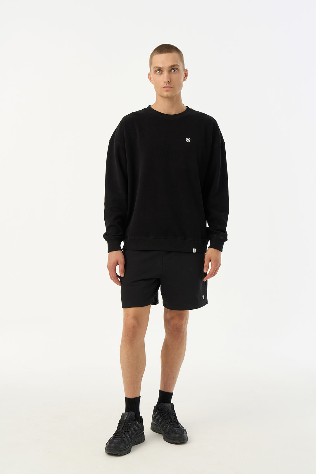 Panda Soft Fleece Erkek Şort - Siyah