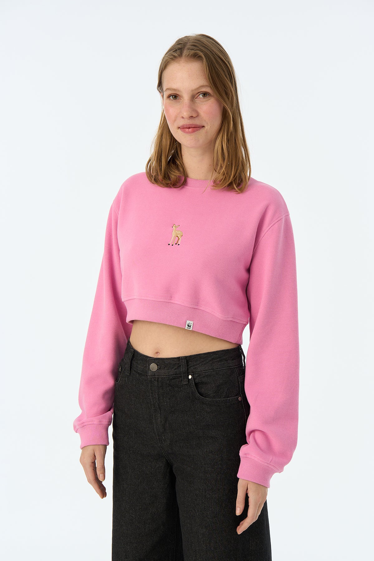 Ceylan SuperSoft Crop Sweatshirt - Pembe