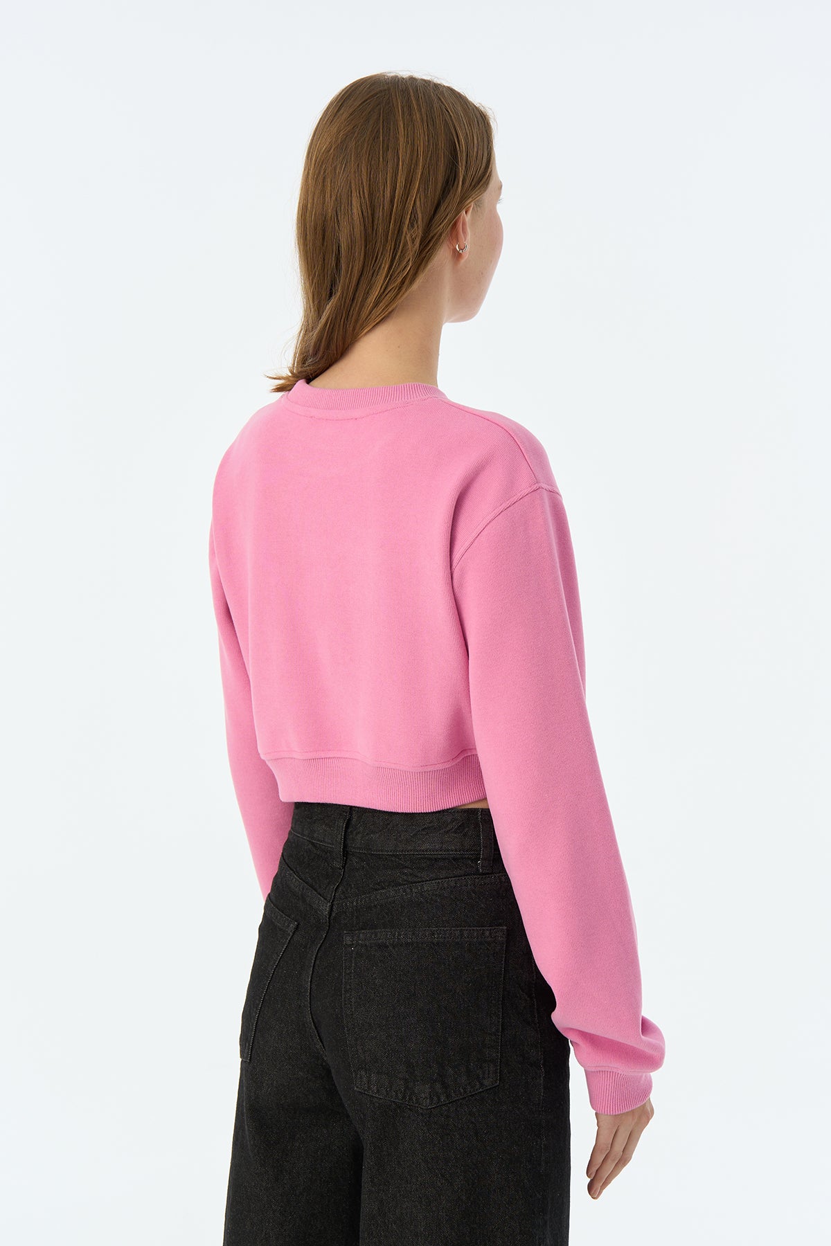 Ceylan SuperSoft Crop Sweatshirt - Pembe