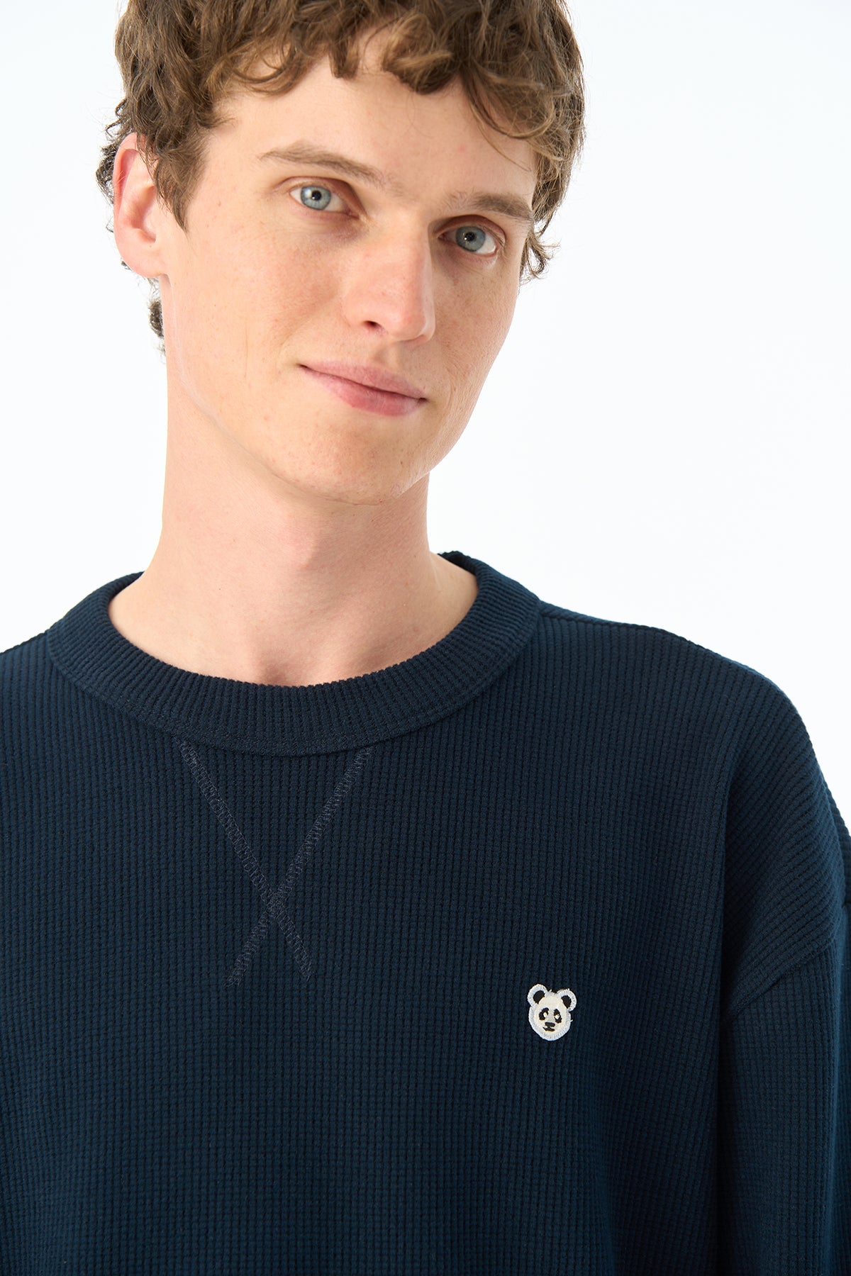 Panda Waffle Sweatshirt - Lacivert