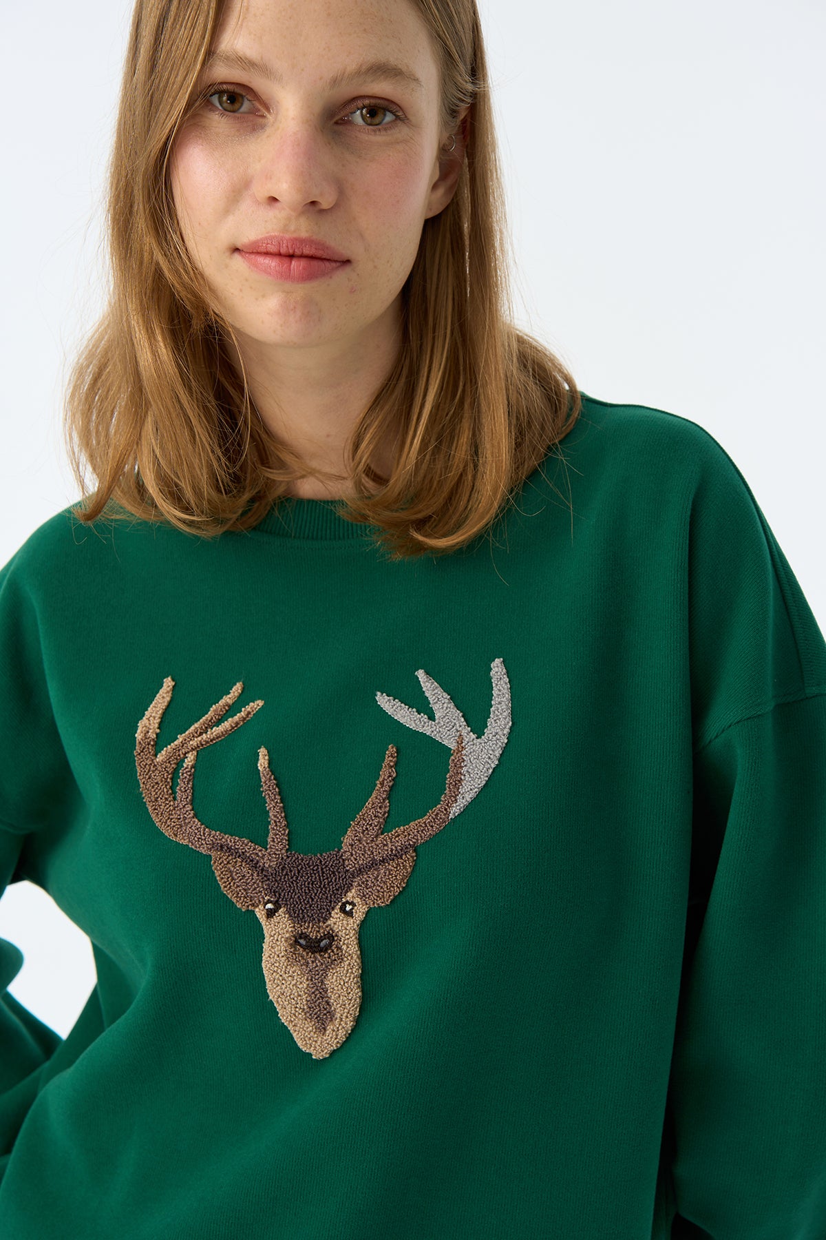 Geyik SuperSoft Sweatshirt - Nefti Yeşil
