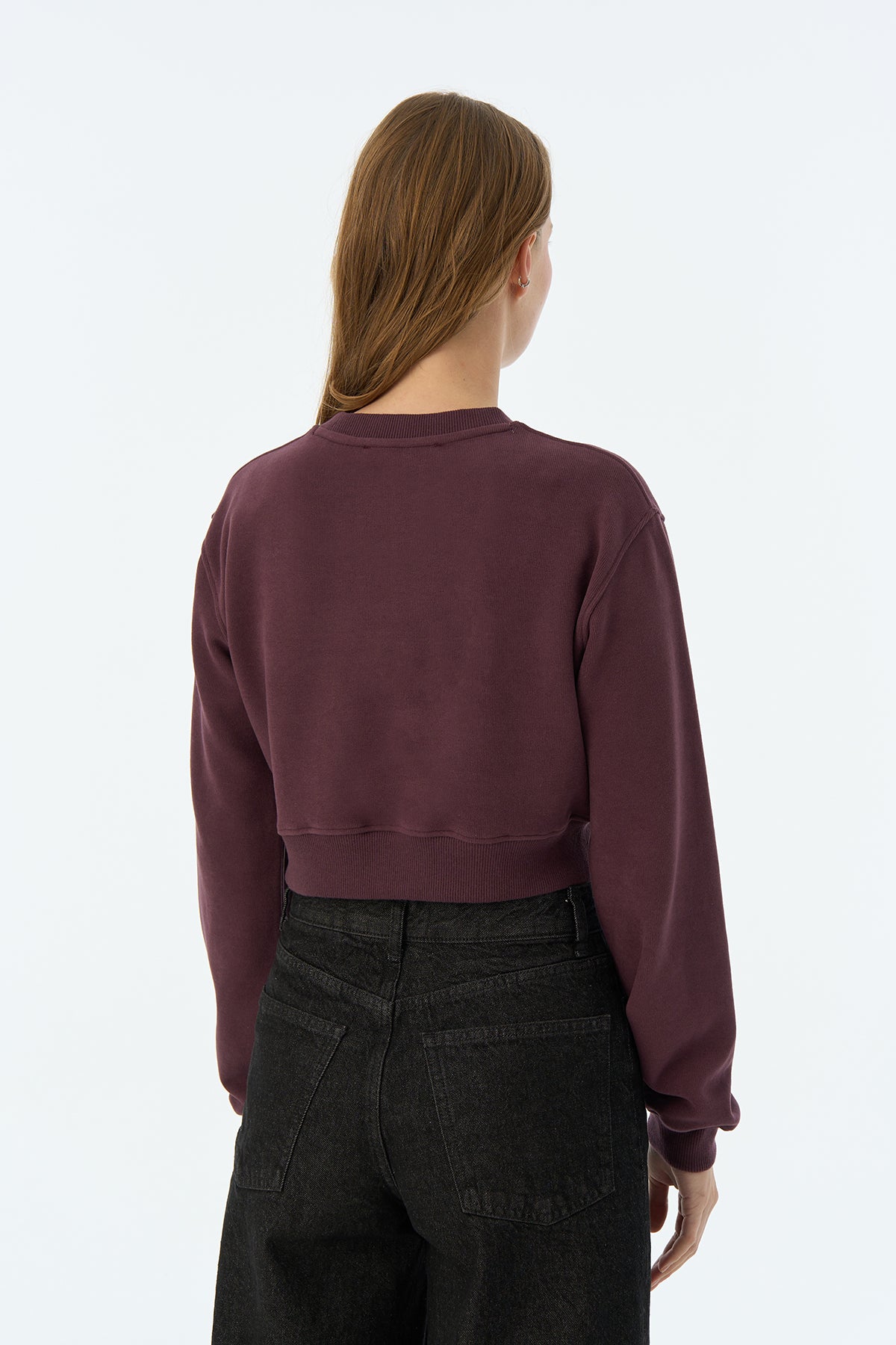 Apollo Kelebeği SuperSoft Crop Sweatshirt - Mürdüm