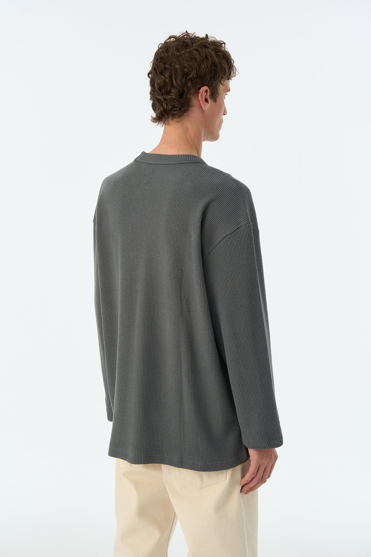 Panda Waffle Sweatshirt - Antrasit