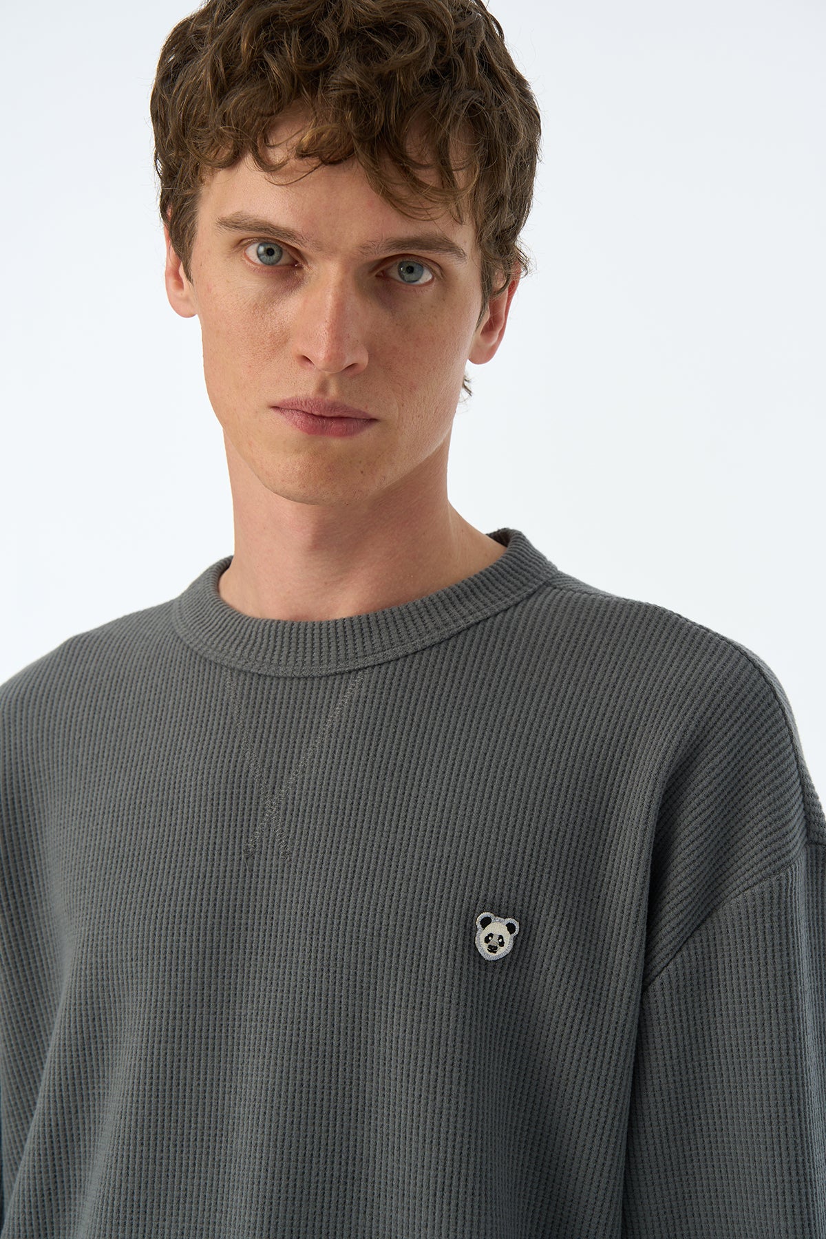 Panda Waffle Sweatshirt - Antrasit