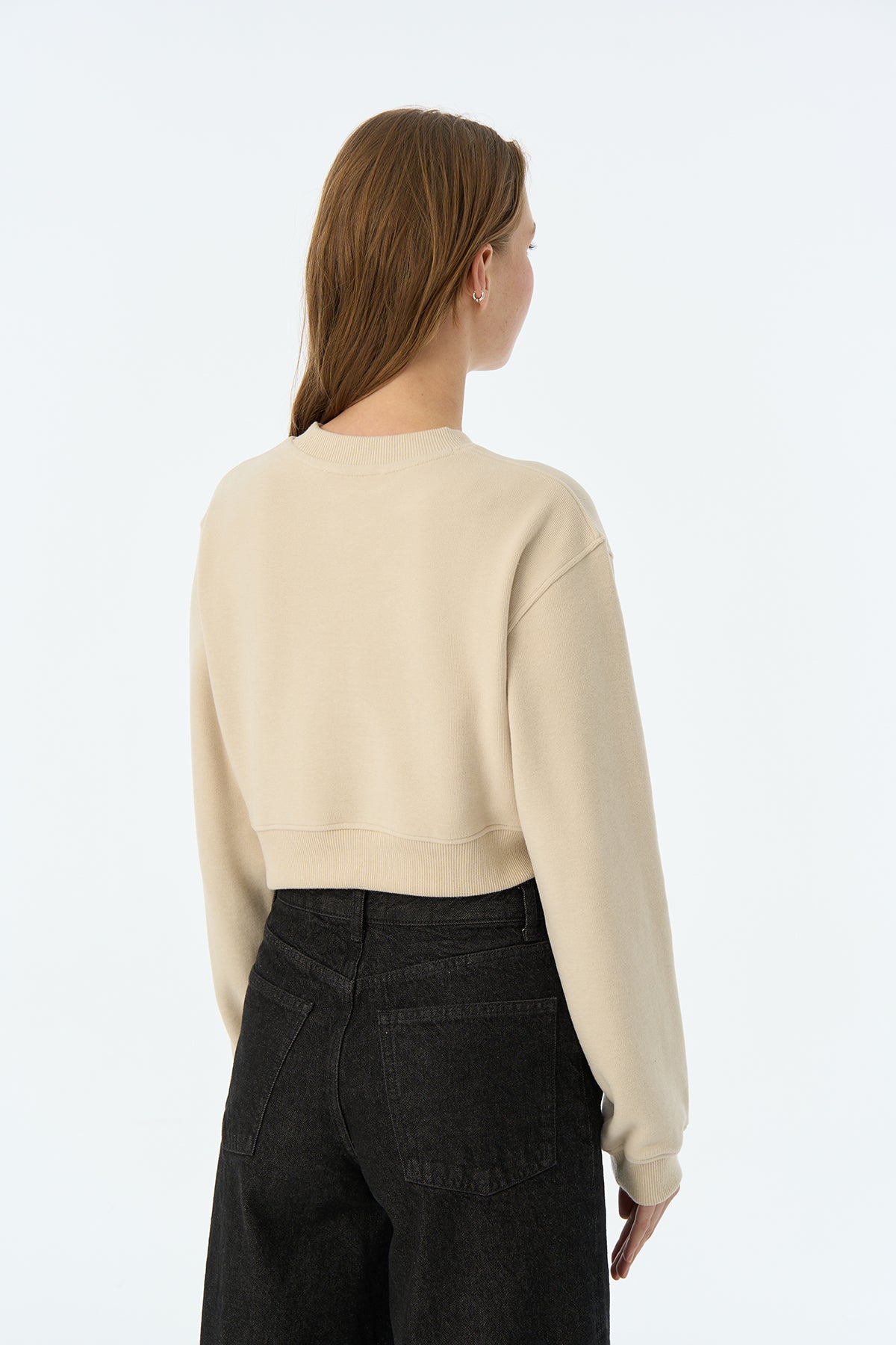 Palyaço Balığı SuperSoft Crop Sweatshirt - Parşömen Bej