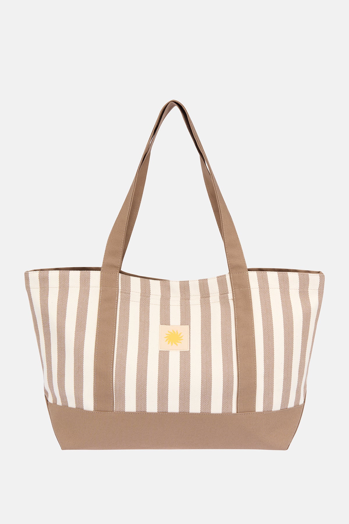 Güneş Canvas Plaj Çantası - Kahverengi/Bej