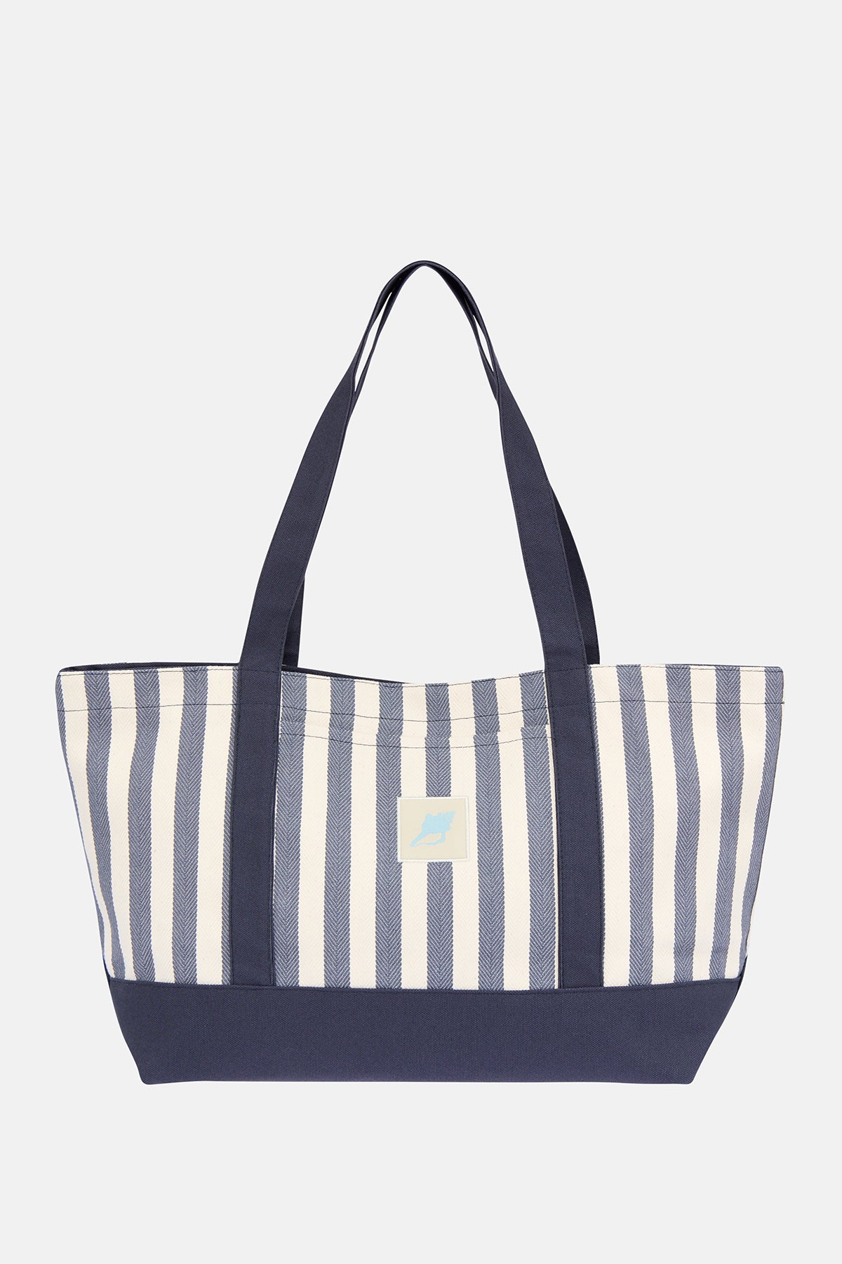 Deniz Kabuğu Canvas Plaj Çantası - Lacivert/Bej