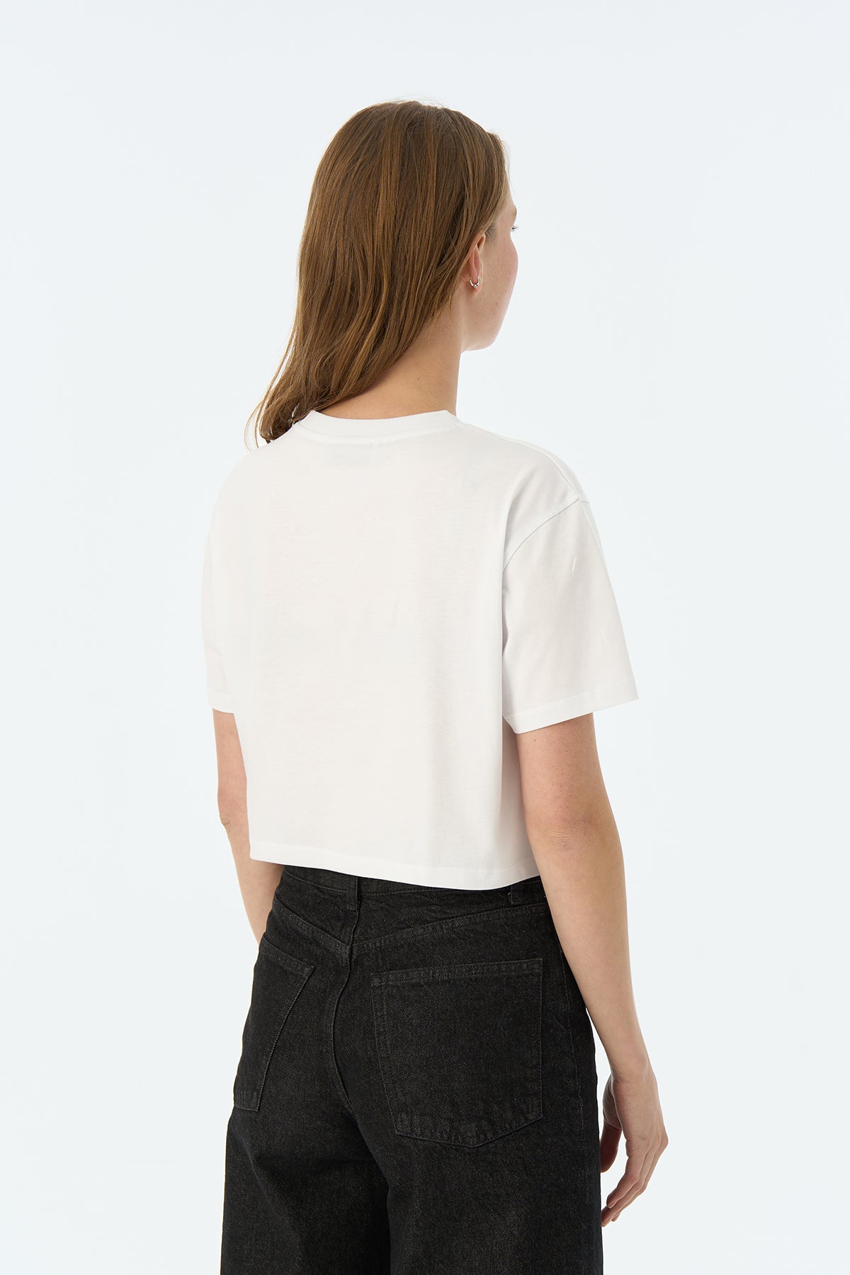Panda Lightweight Crop T-Shirt - Beyaz