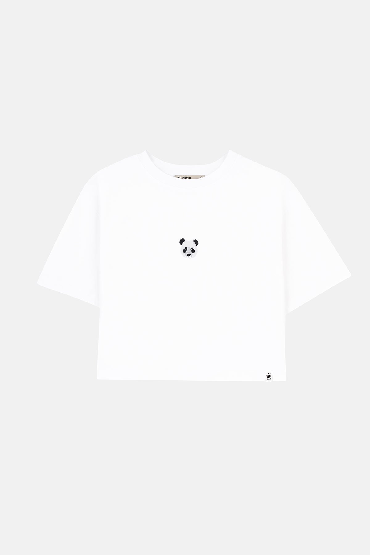 Panda Lightweight Crop T-Shirt - Beyaz