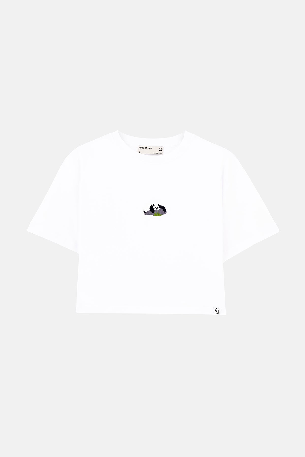 Giant Panda Lightweight Crop T-Shirt - Beyaz