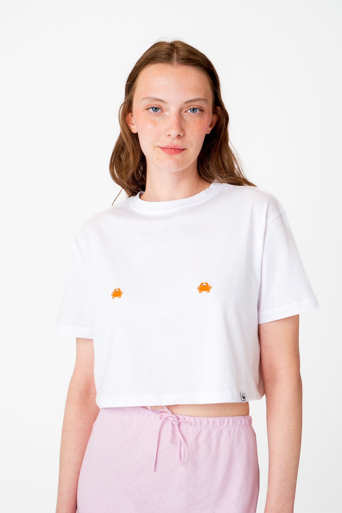 Yengeçler Lightweight Crop T-Shirt - Beyaz