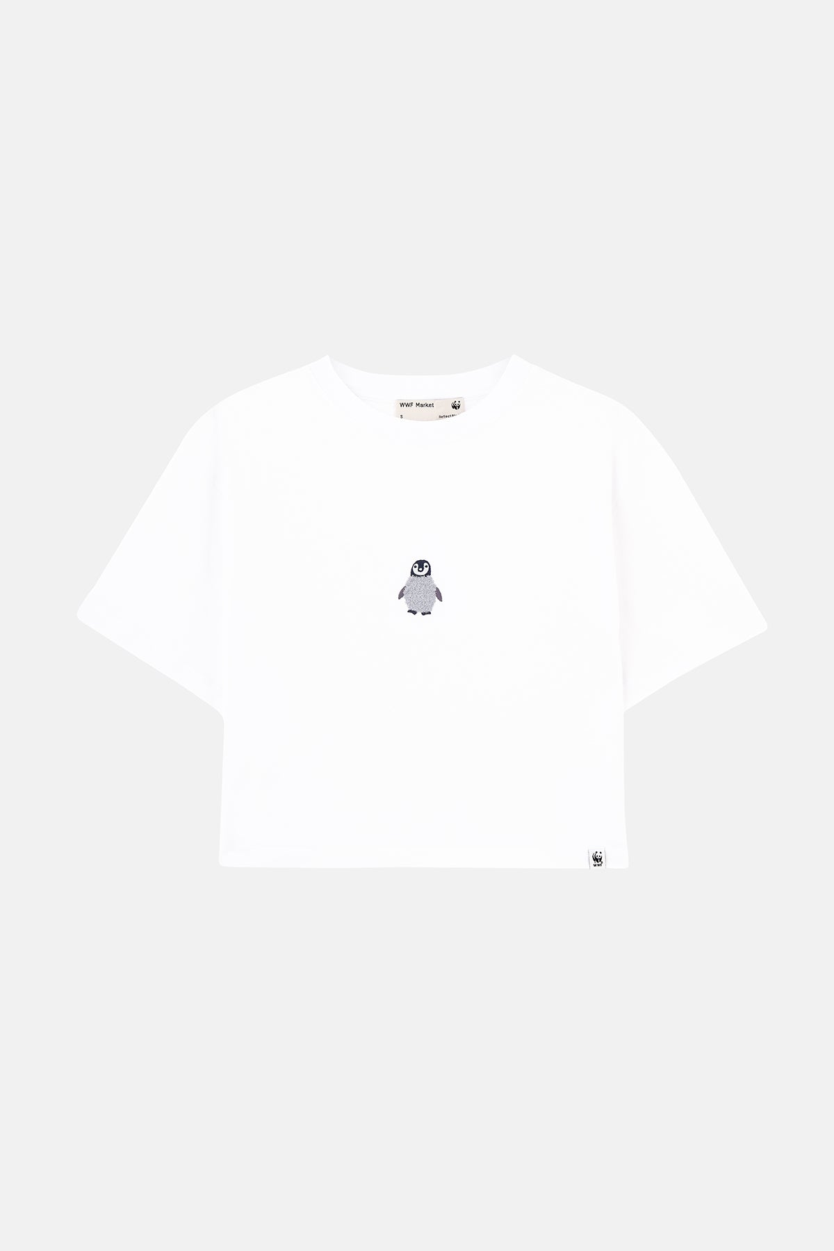Yavru İmparator Penguen Lightweight Crop T-Shirt - Beyaz