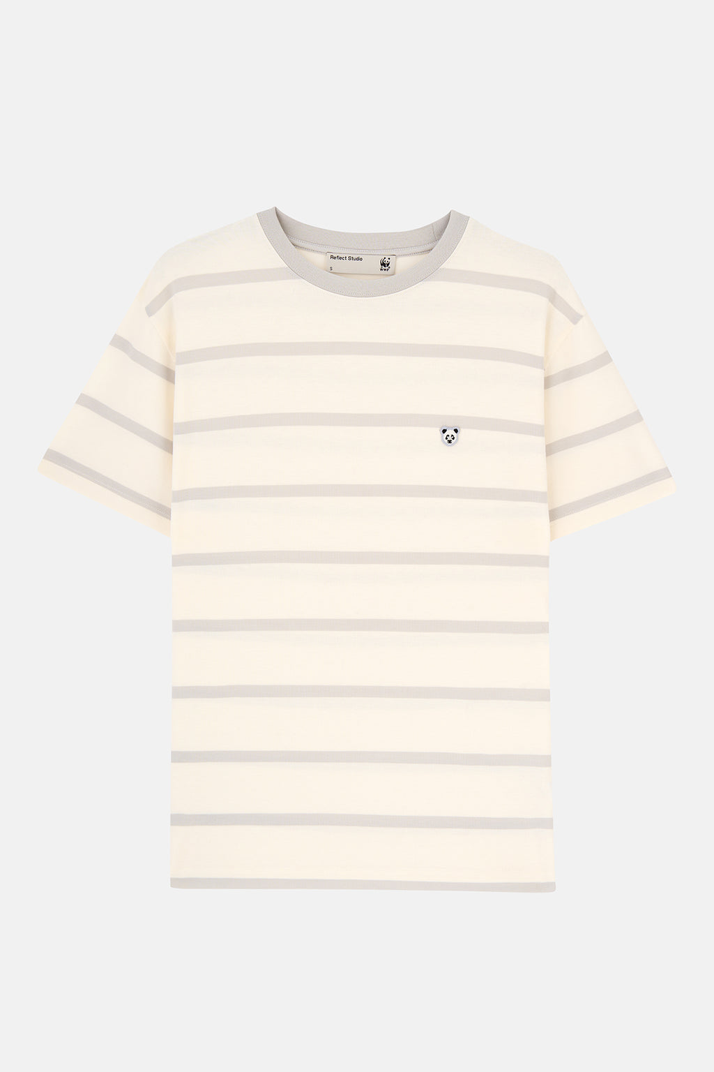 Panda Çizgili T-Shirt - Gri/Bej