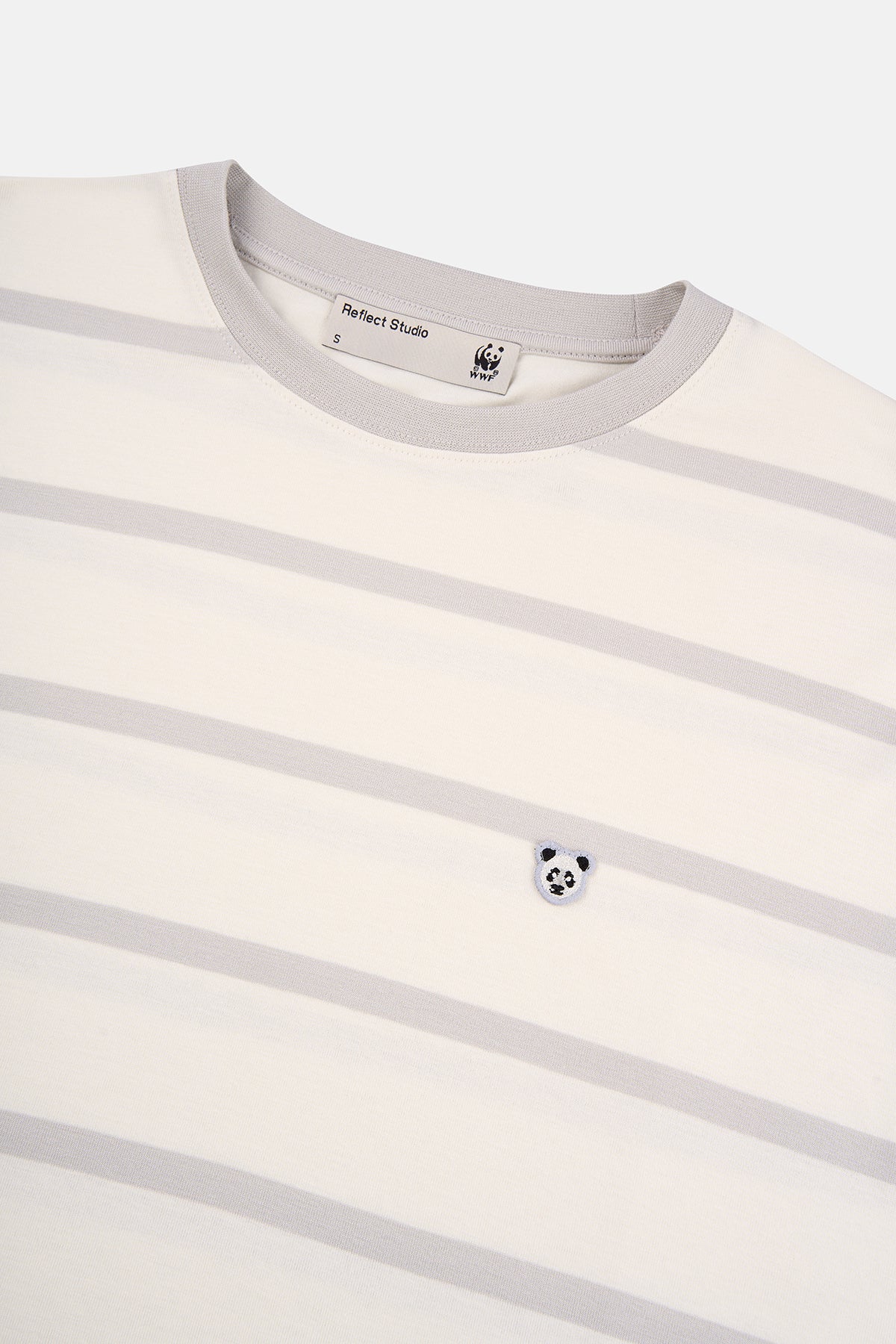 Panda Çizgili T-Shirt - Gri/Bej