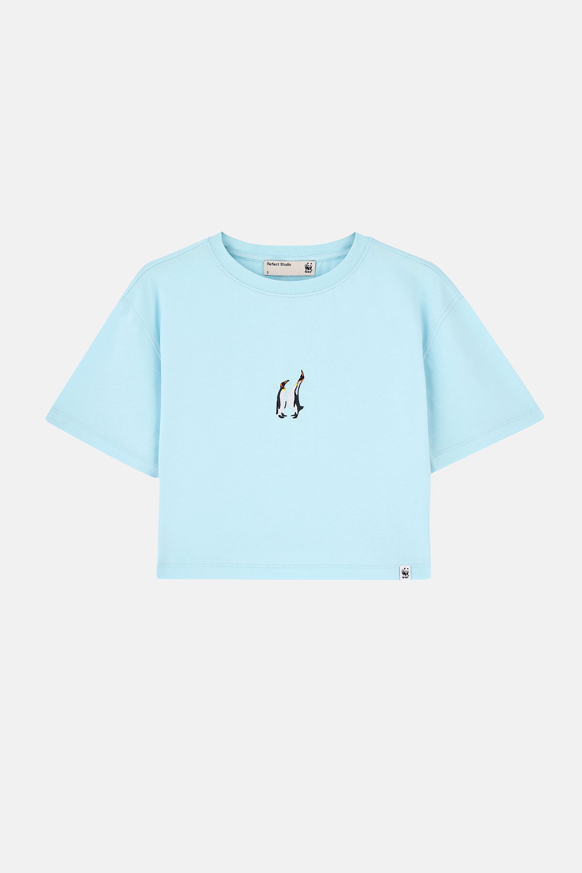 Yavru İmparator Penguen Light Weight Crop T-Shirt - Açık Mavi